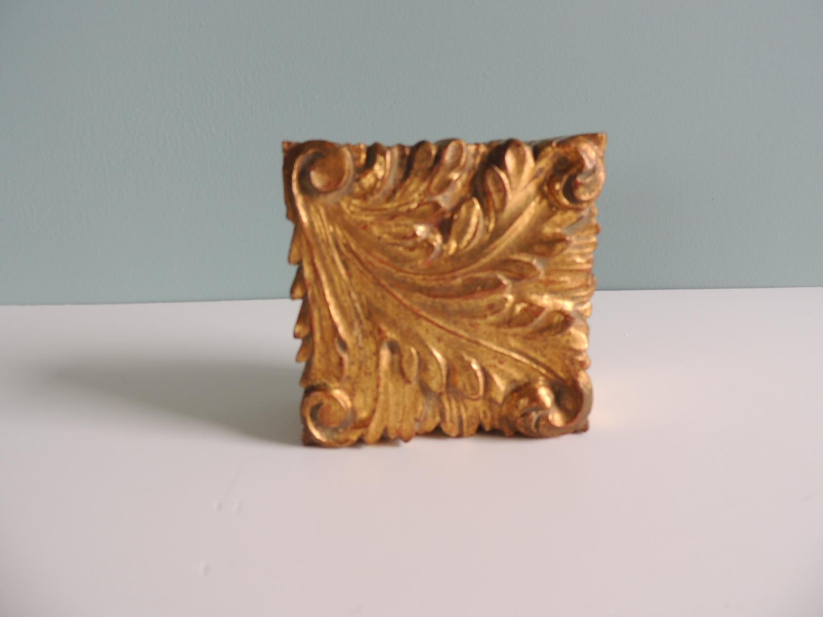 Hollywood Regency Vintage Gold Leaf Florentine Hand Carved Wood Box