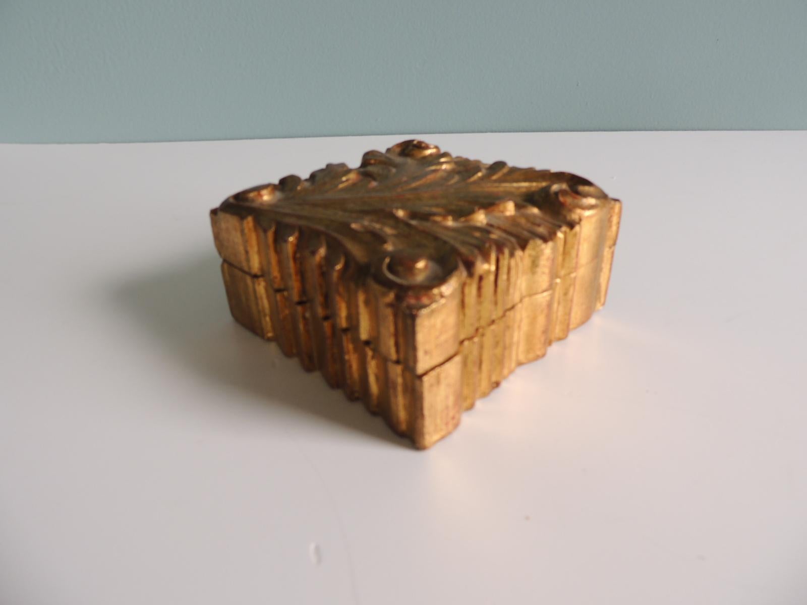Italian Vintage Gold Leaf Florentine Hand Carved Wood Box