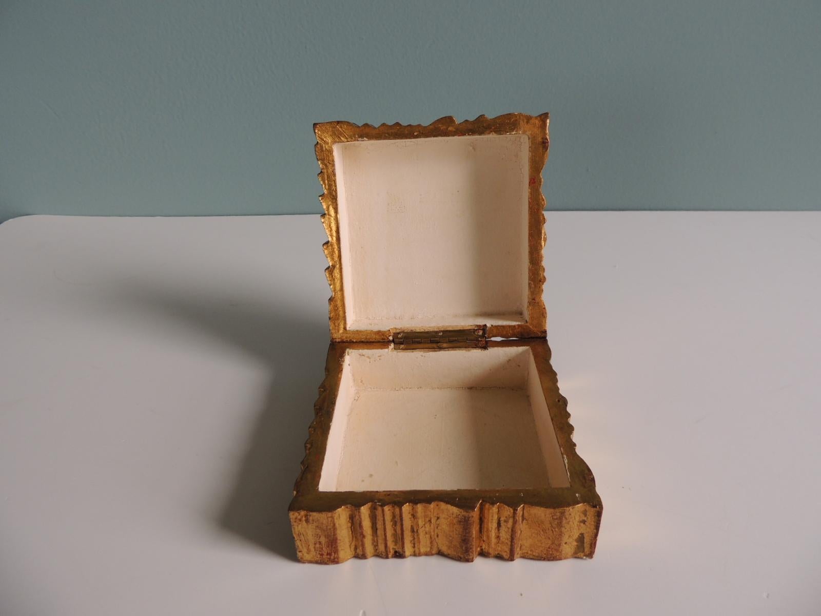 Hand-Crafted Vintage Gold Leaf Florentine Hand Carved Wood Box