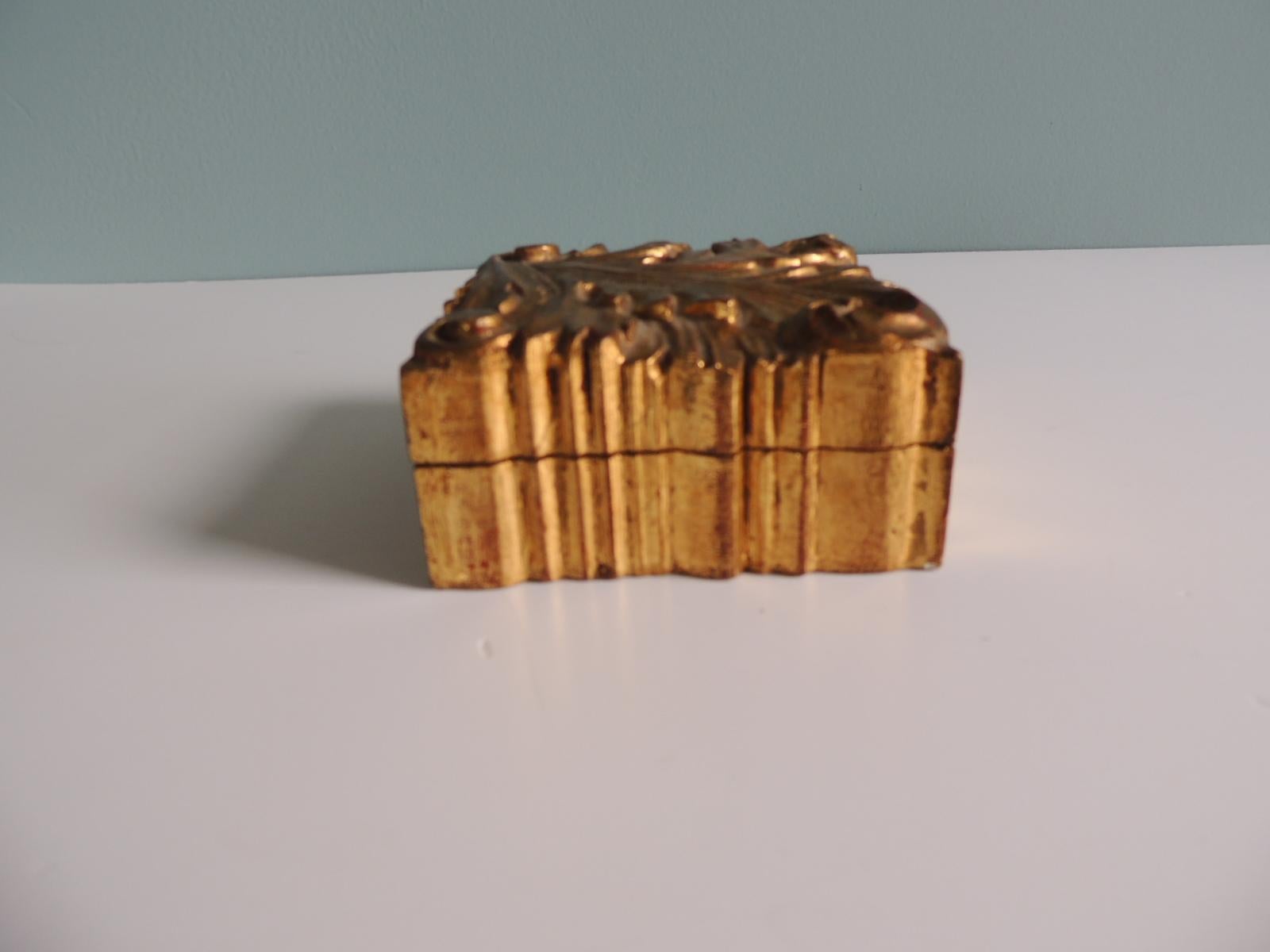 Vintage Gold Leaf Florentine Hand Carved Wood Box 1
