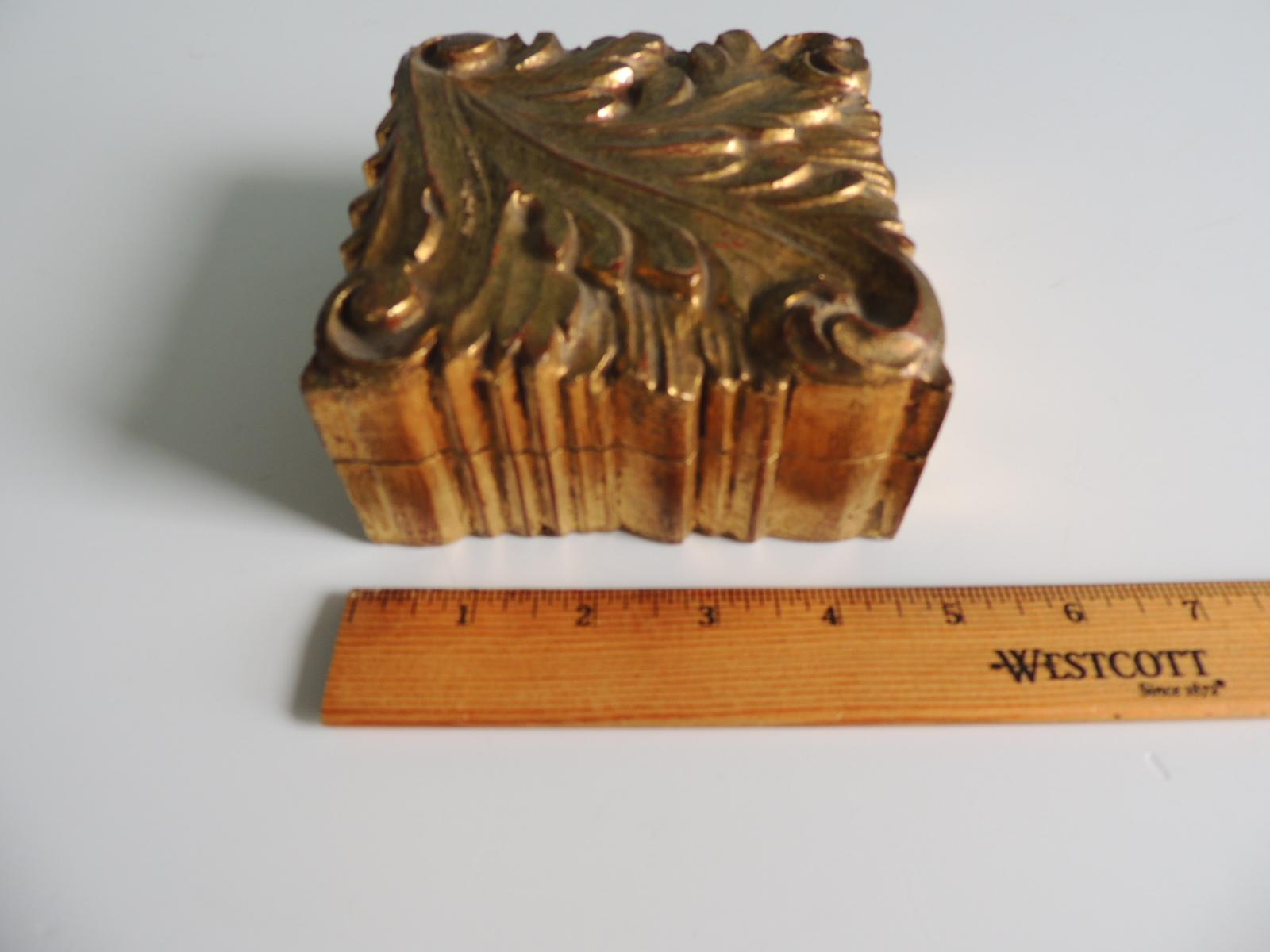 Vintage Gold Leaf Florentine Hand Carved Wood Box 2