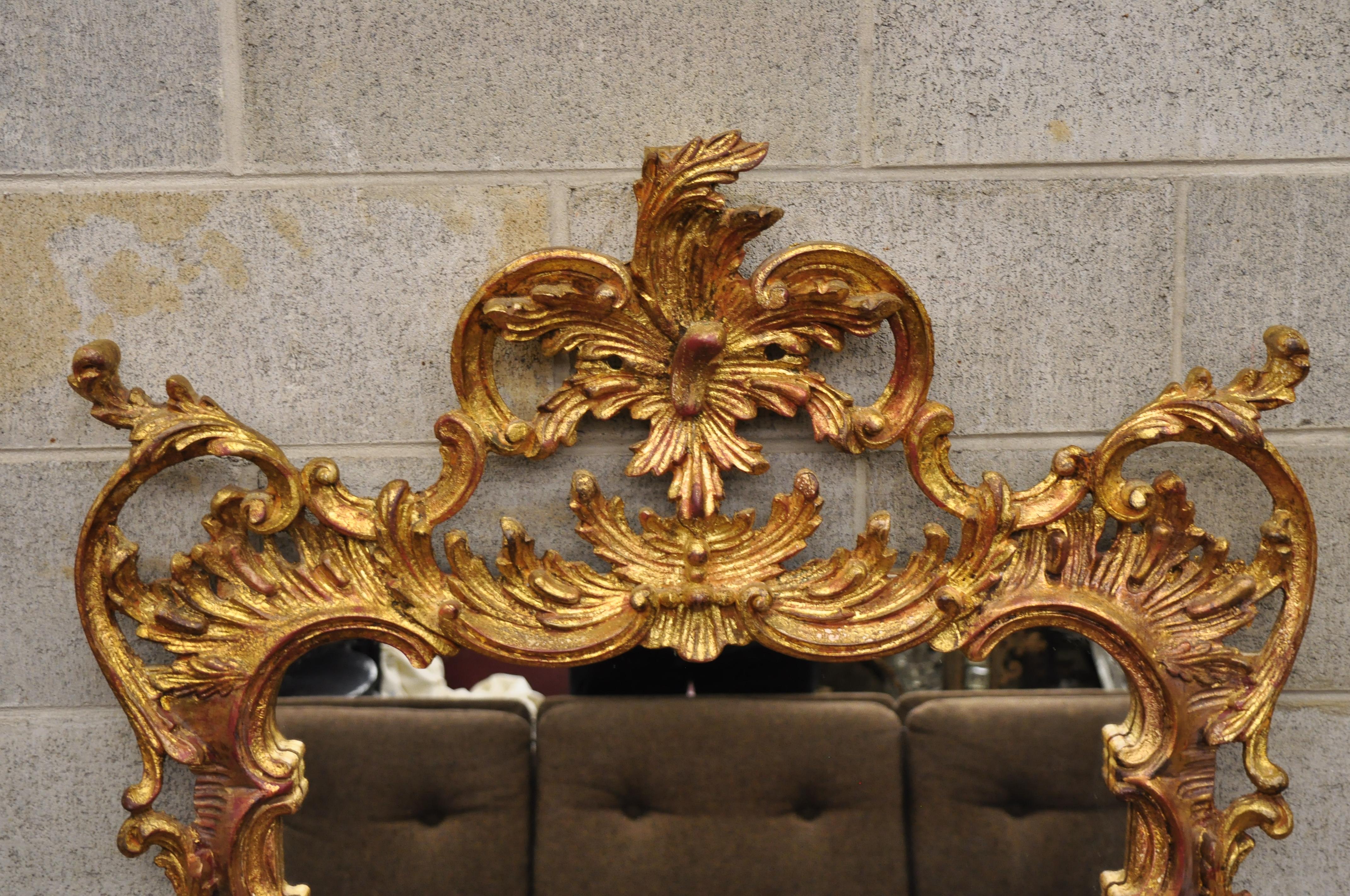 American Vintage Gold Leaf French Louis XV Rococo Style Console Wall Mirror