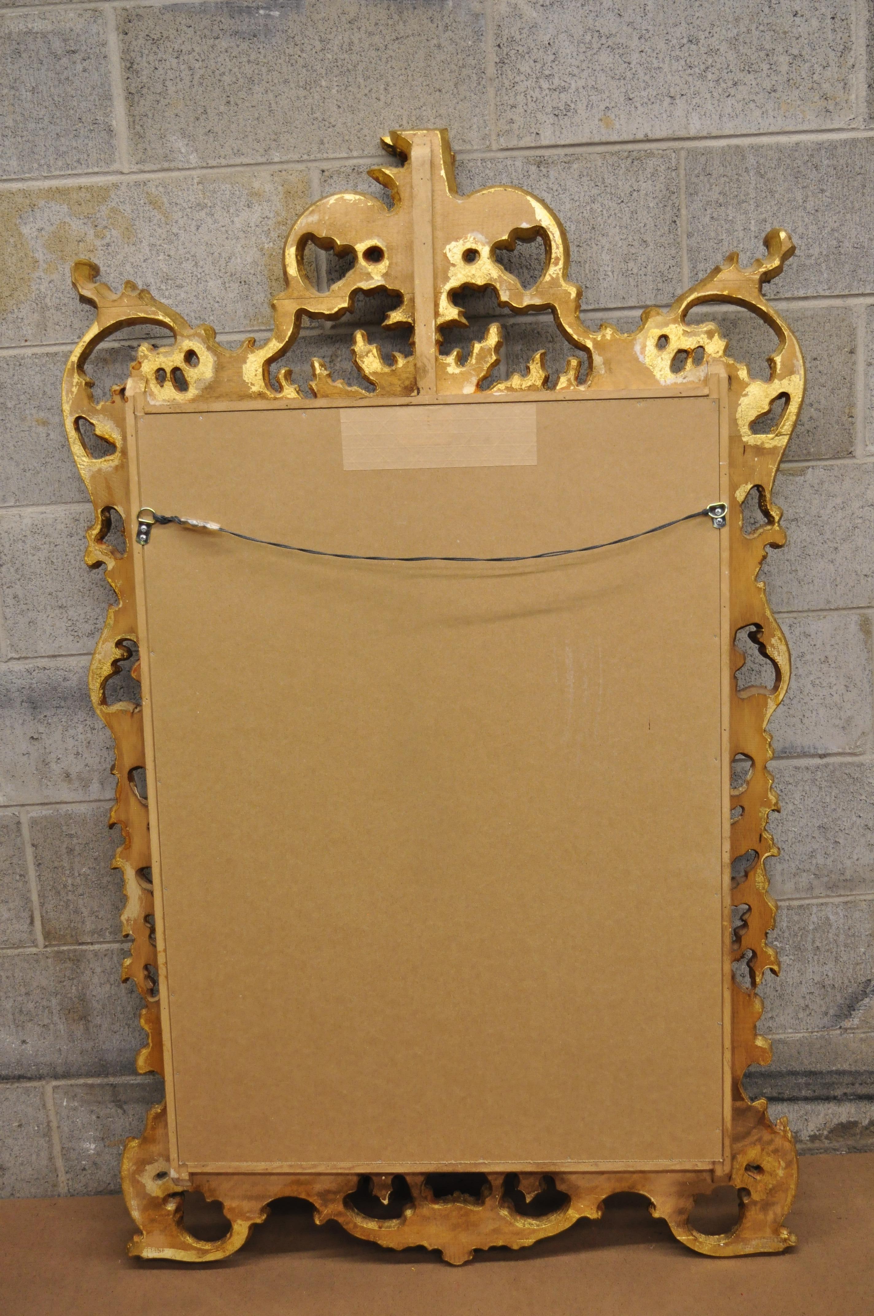 Vintage Gold Leaf French Louis XV Rococo Style Console Wall Mirror 3