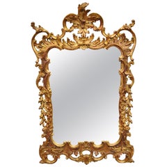 Vintage Gold Leaf French Louis XV Rococo Style Console Wall Mirror
