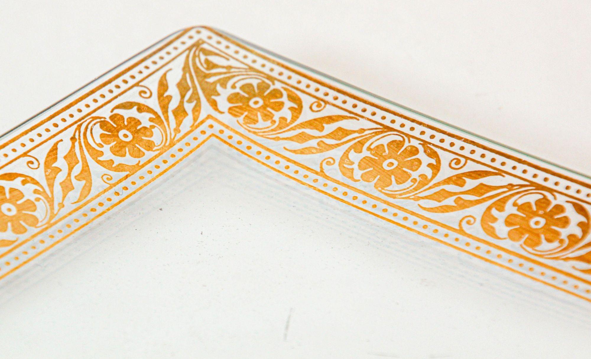 Vintage Gold Leaf Glass Dish 1960's Georges Briard Style For Sale 2