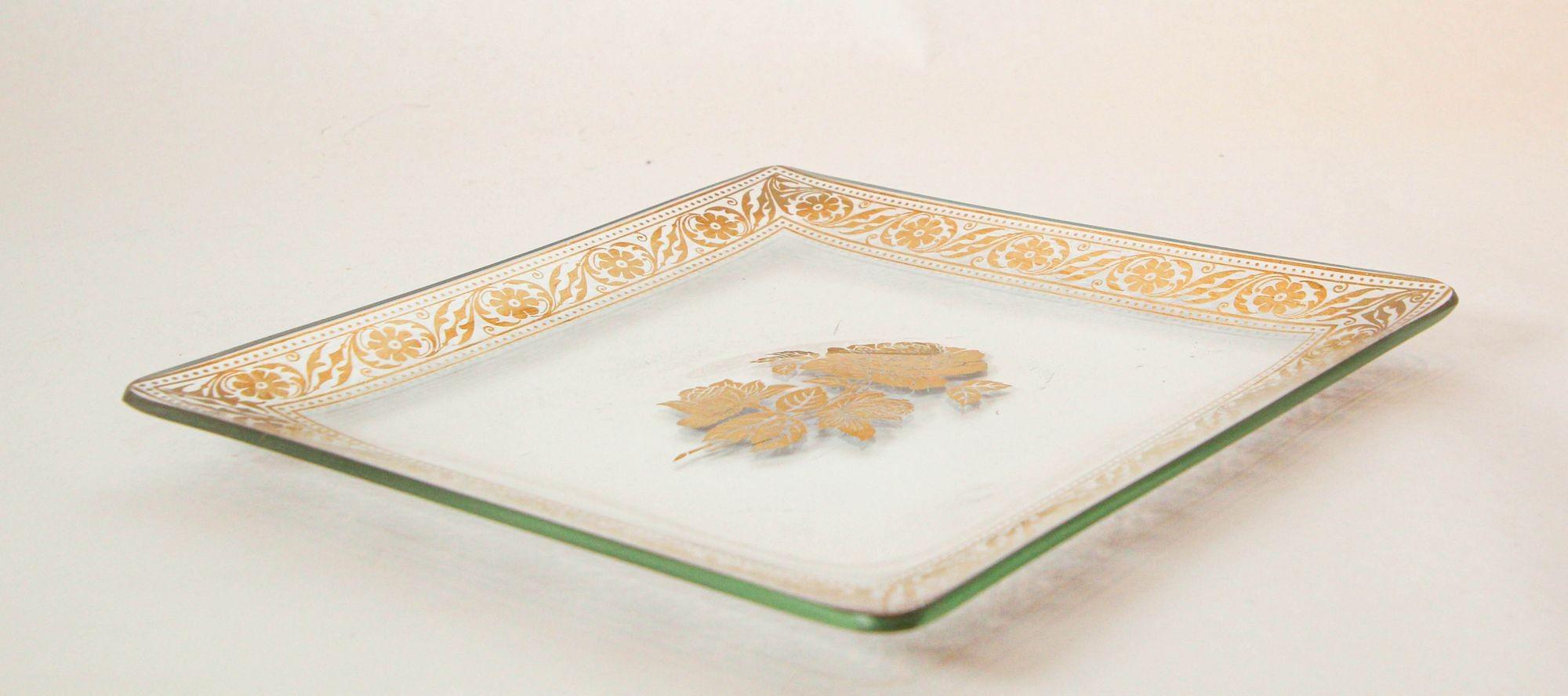 Vintage Gold Leaf Glass Dish 1960's Georges Briard Style For Sale 2