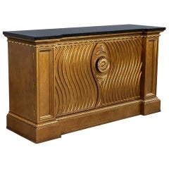 Vintage Gold Leaf Marble Top Console Buffet