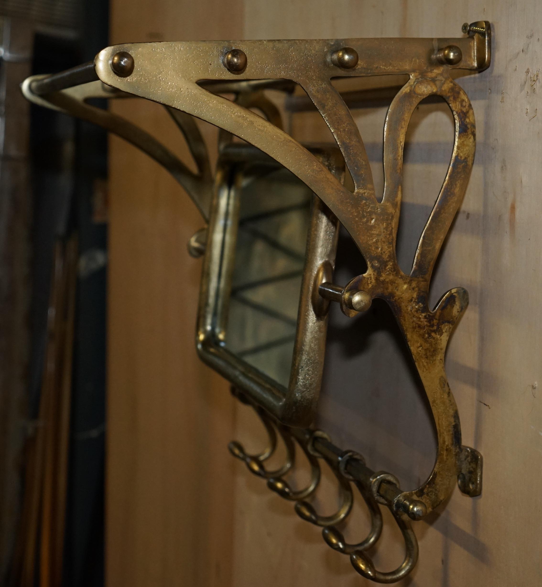 Fait main ViNTAGE GOLD LEAF PORMANTEAU LUGGAGE RACK COCK & CHEVAL MIRROR POUR ENTRANCE