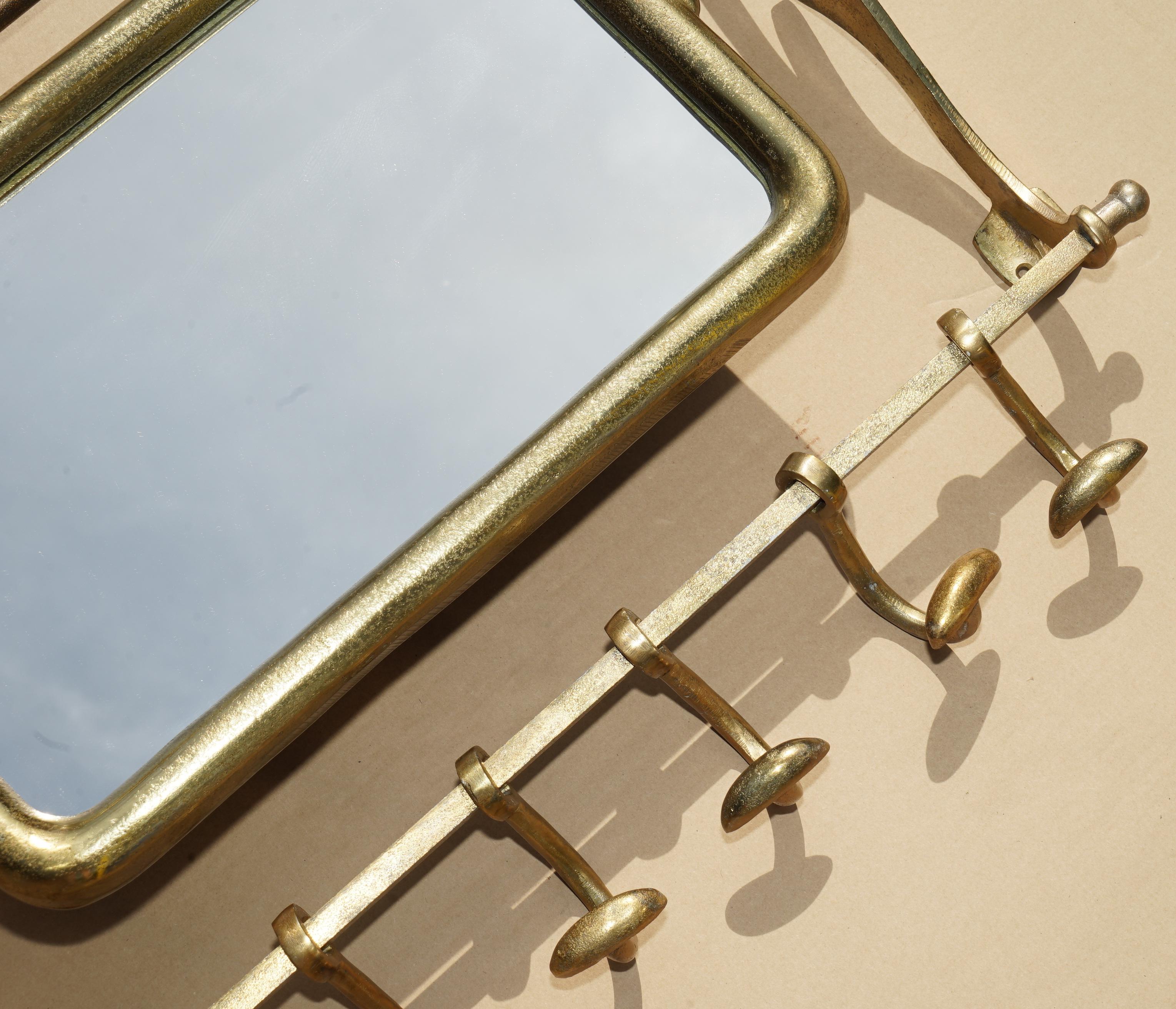 Francese Portabagagli PORMANTEAU FOGLIE D'ORO e SPECCHIO CHEVALE PER L'INGRESSO in vendita
