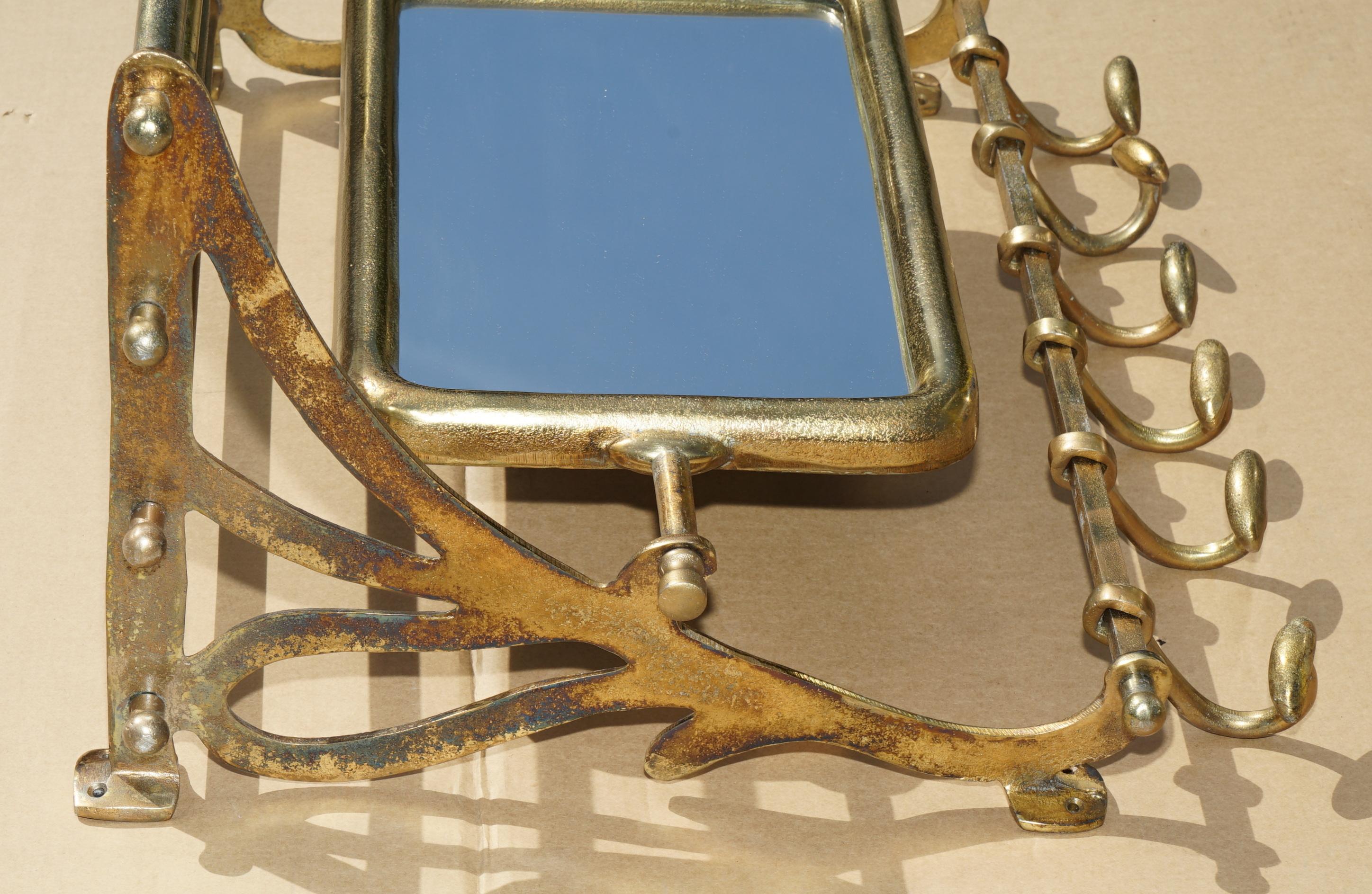 Fatto a mano Portabagagli PORMANTEAU FOGLIE D'ORO e SPECCHIO CHEVALE PER L'INGRESSO in vendita