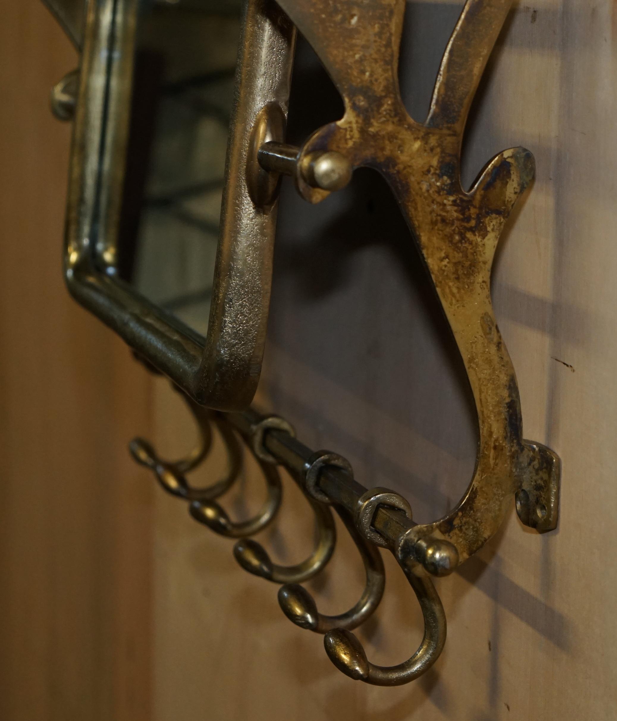 20ième siècle ViNTAGE GOLD LEAF PORMANTEAU LUGGAGE RACK COCK & CHEVAL MIRROR POUR ENTRANCE
