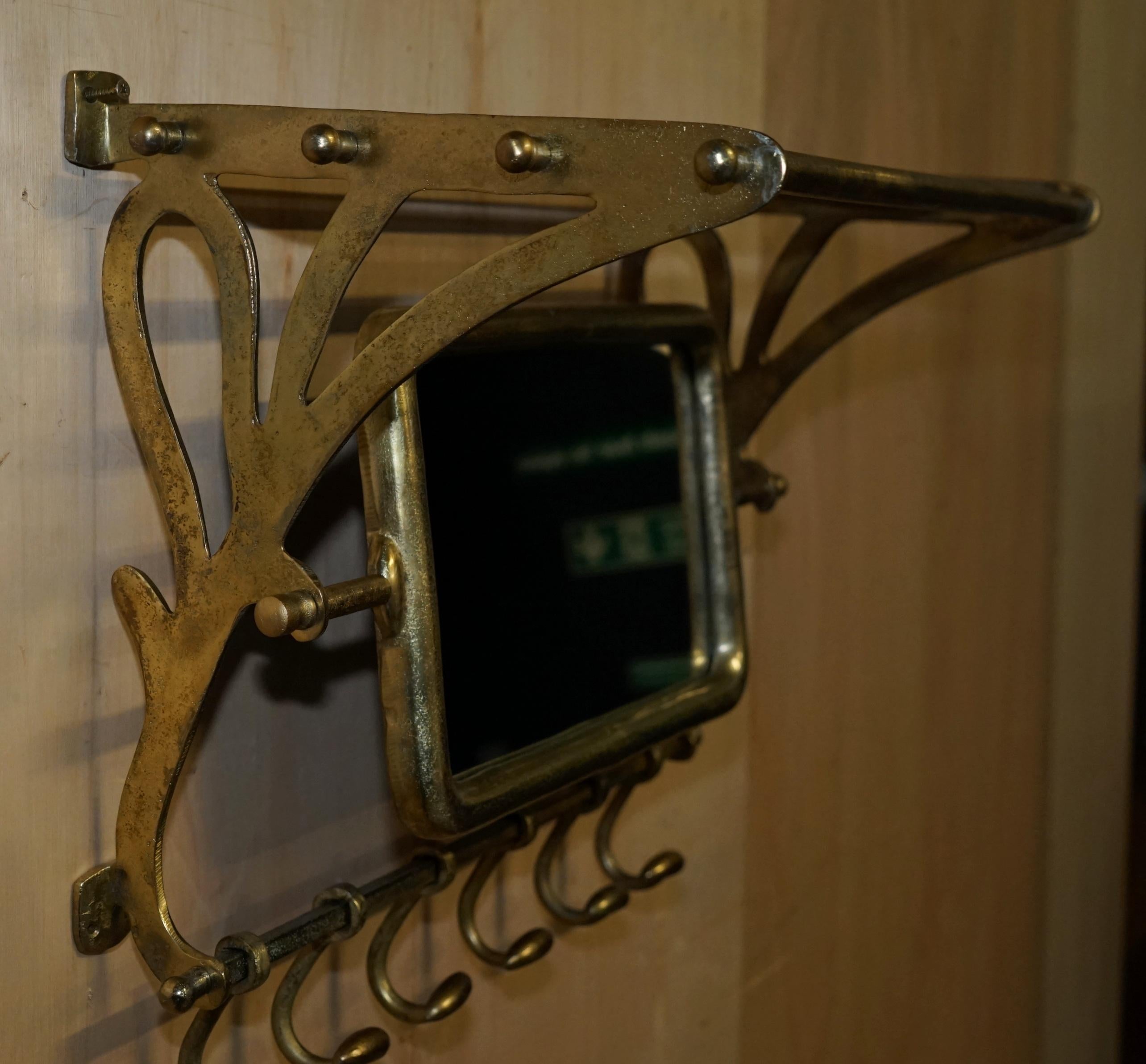 Laiton ViNTAGE GOLD LEAF PORMANTEAU LUGGAGE RACK COCK & CHEVAL MIRROR POUR ENTRANCE