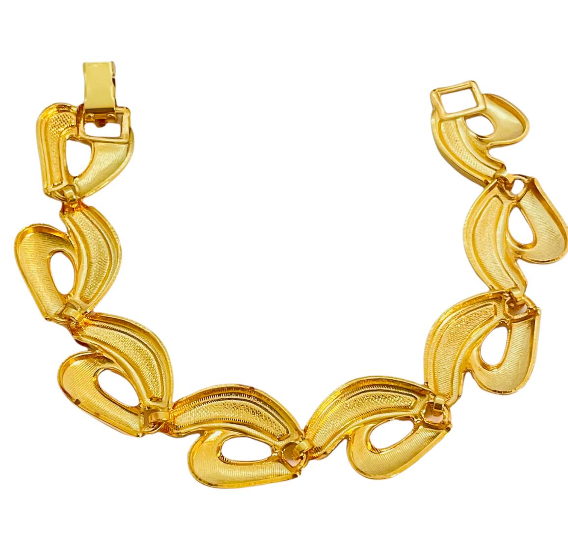 Vintage Gold Link rot emailliert Armband Damen im Angebot