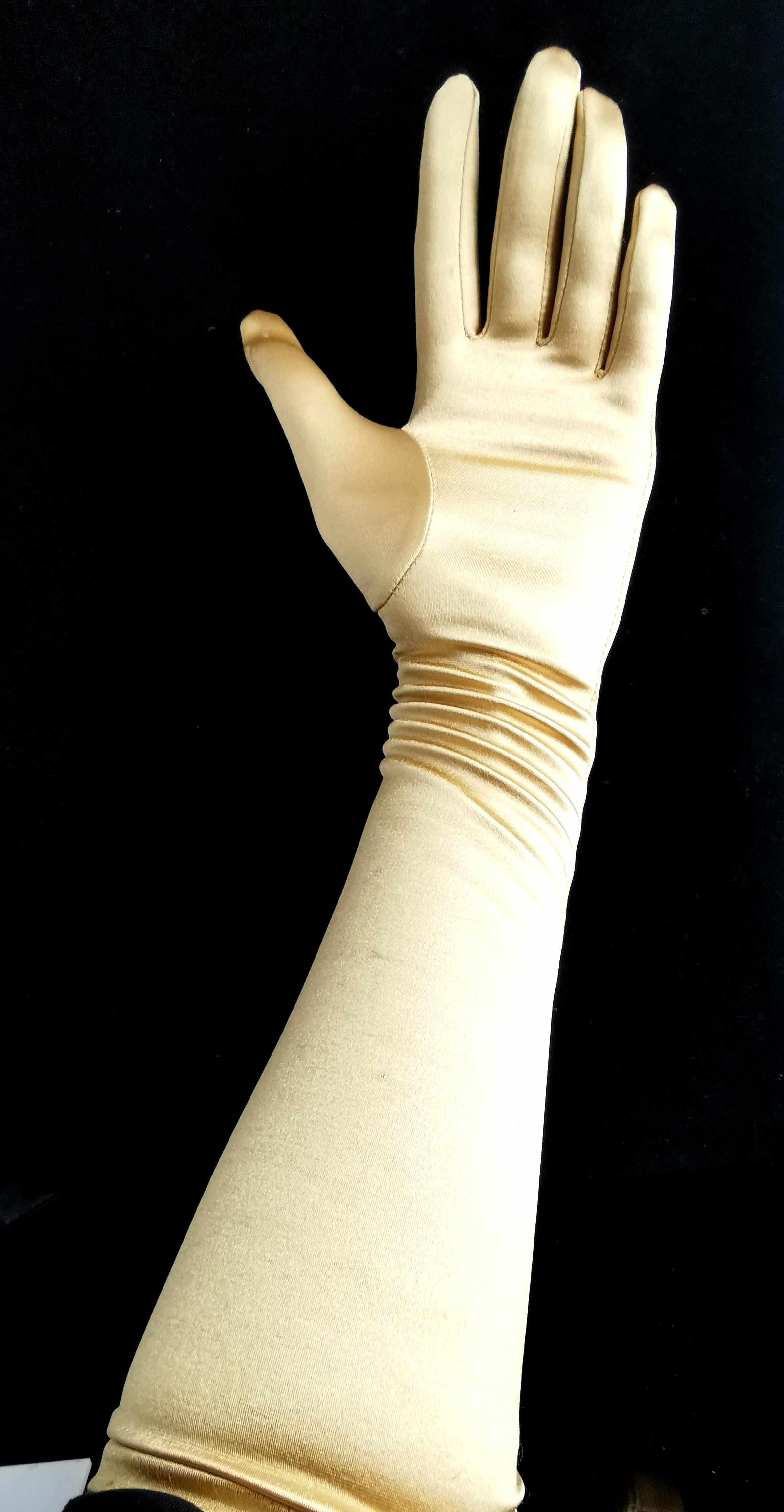Vintage Gold long length opera gloves  8