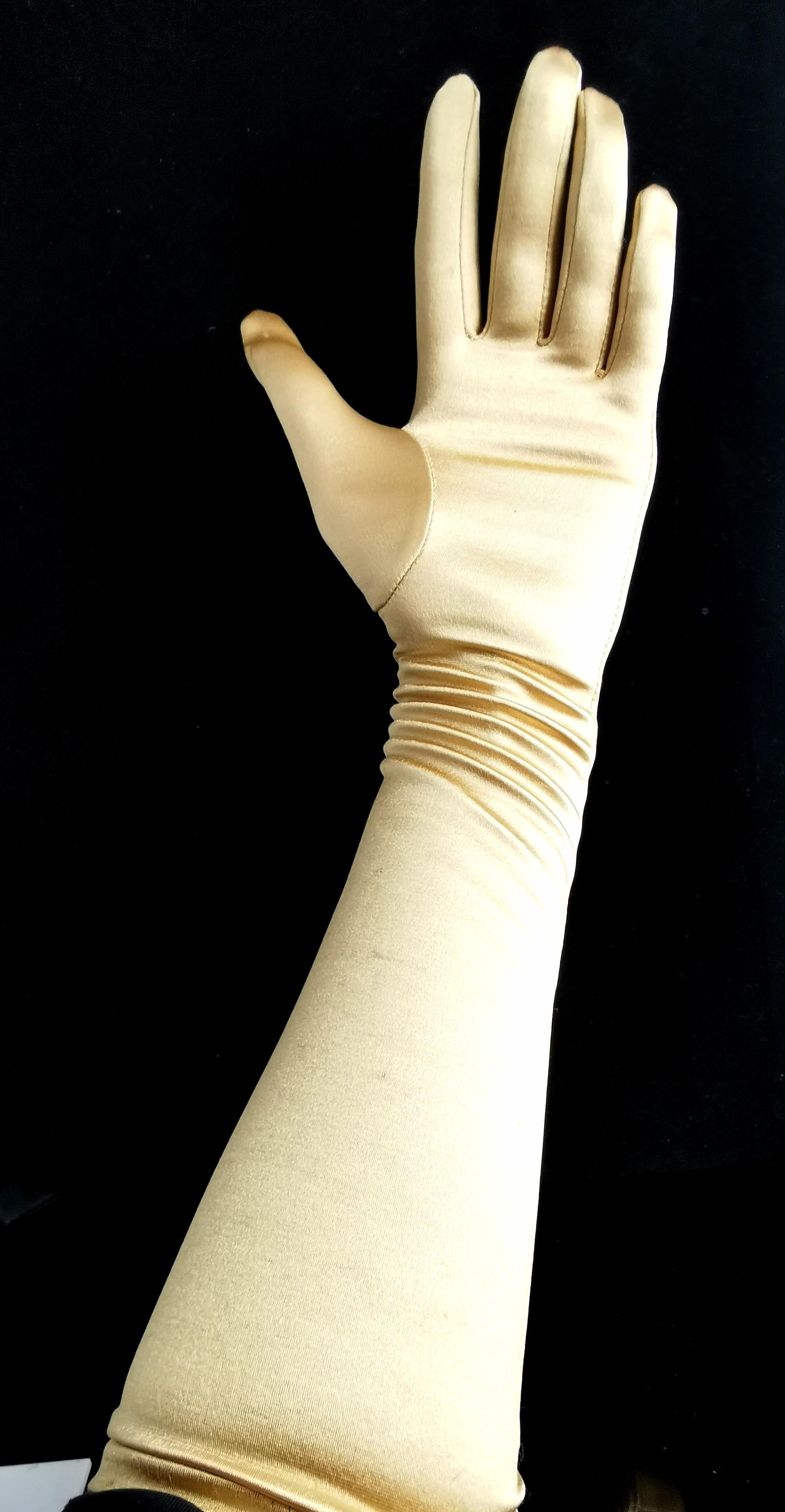Vintage Gold long length opera gloves 8