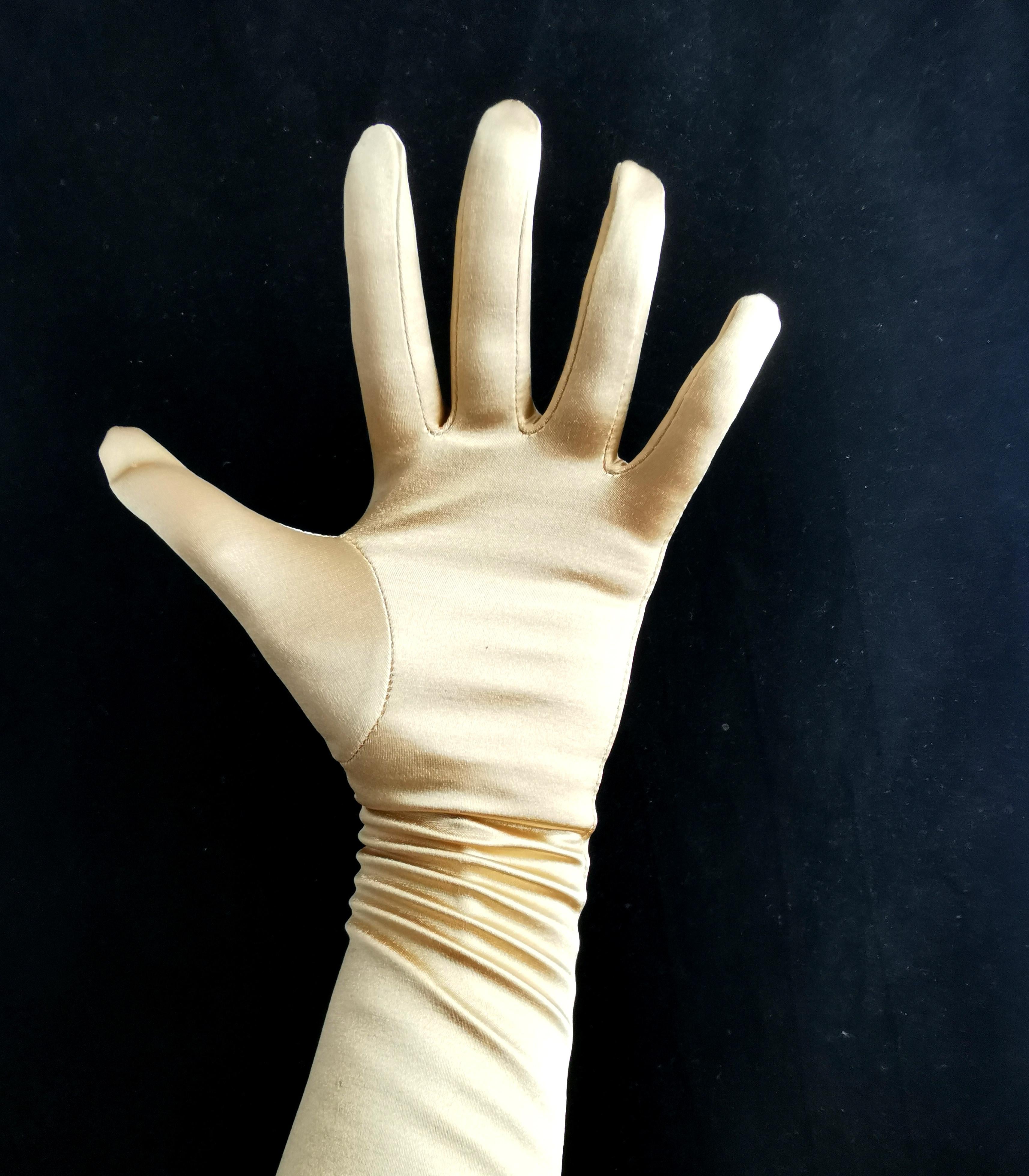 Women's Vintage Gold long length opera gloves 