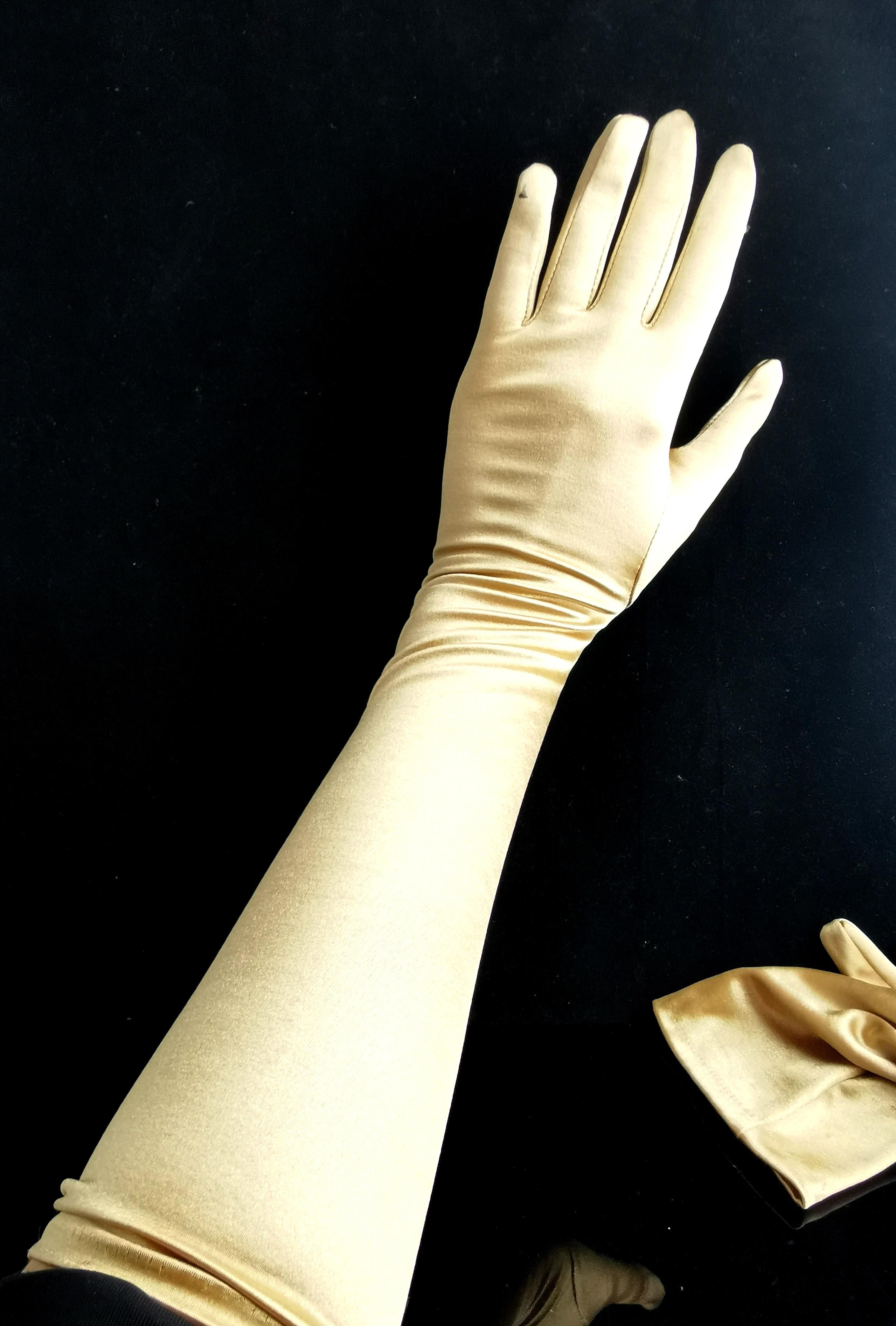 Vintage Gold long length opera gloves  1