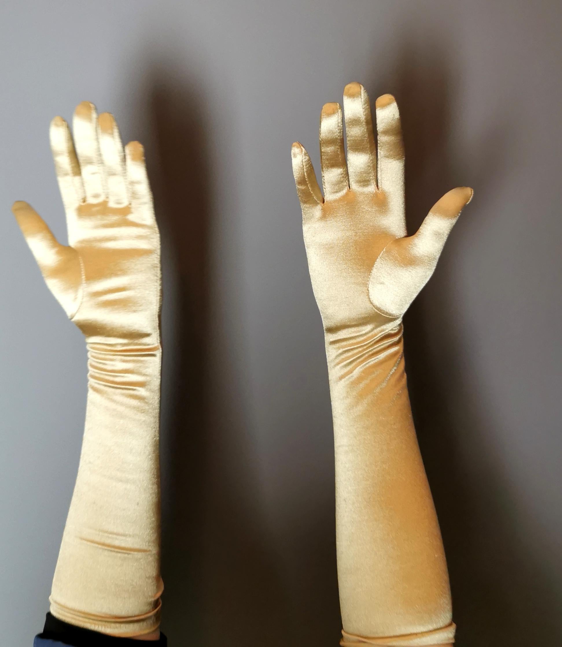 Vintage Gold long length opera gloves  3