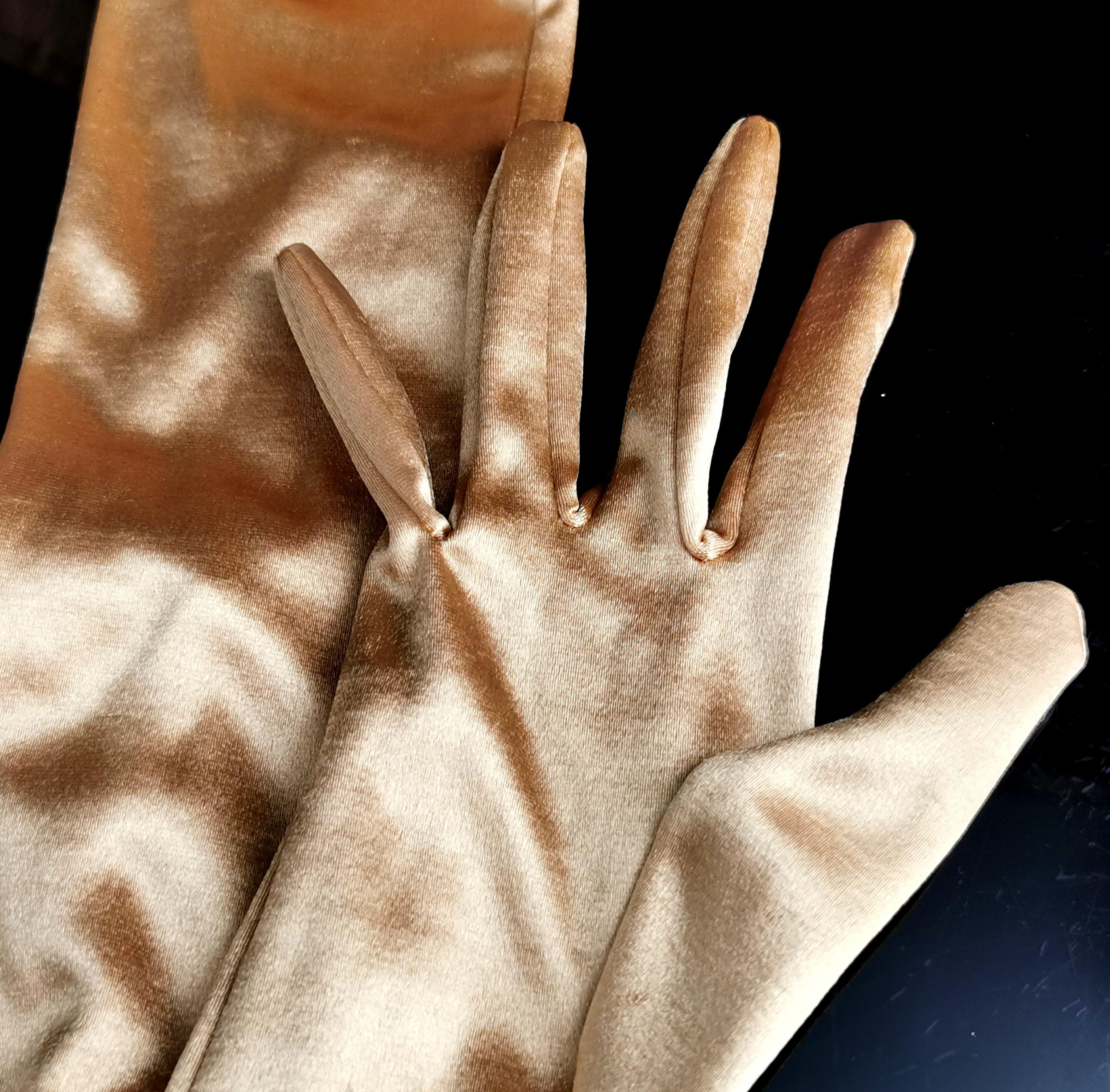 Vintage Gold long length opera gloves 5