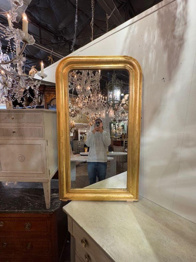Miroir Louis Philippe vintage avec motif de clé grecque Bon état - En vente à Dallas, TX