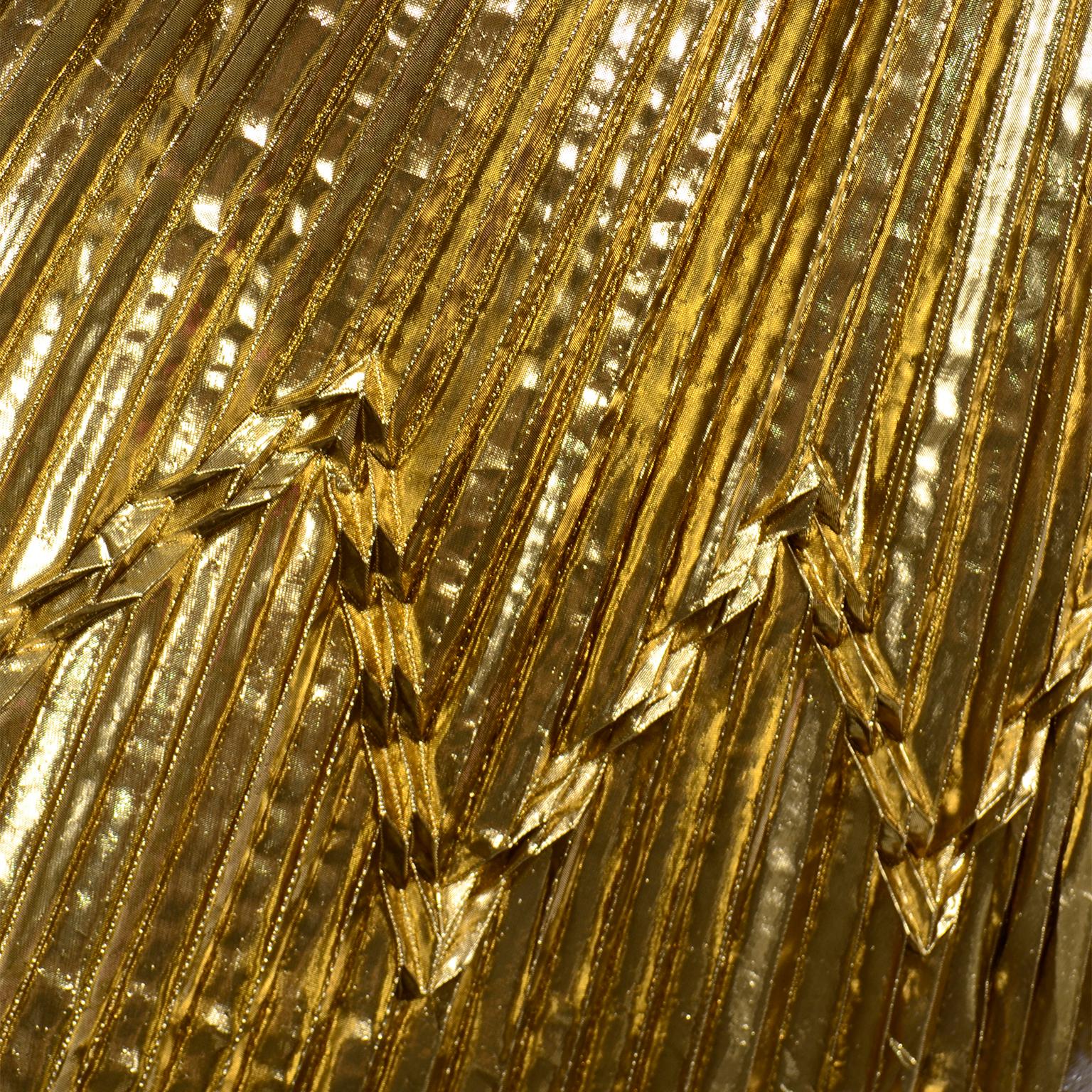 Vintage Gold Lurex Genny 1990er Gianni Versace Akkordeon Faltenrock, Vintage 3