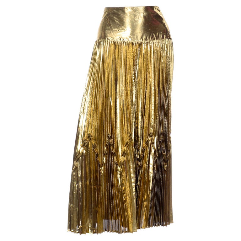 Vintage Gold Lurex Genny 1990's Gianni Versace Accordion Pleated Skirt ...
