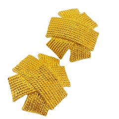 Vintage gold massive designer runway clip on earrings