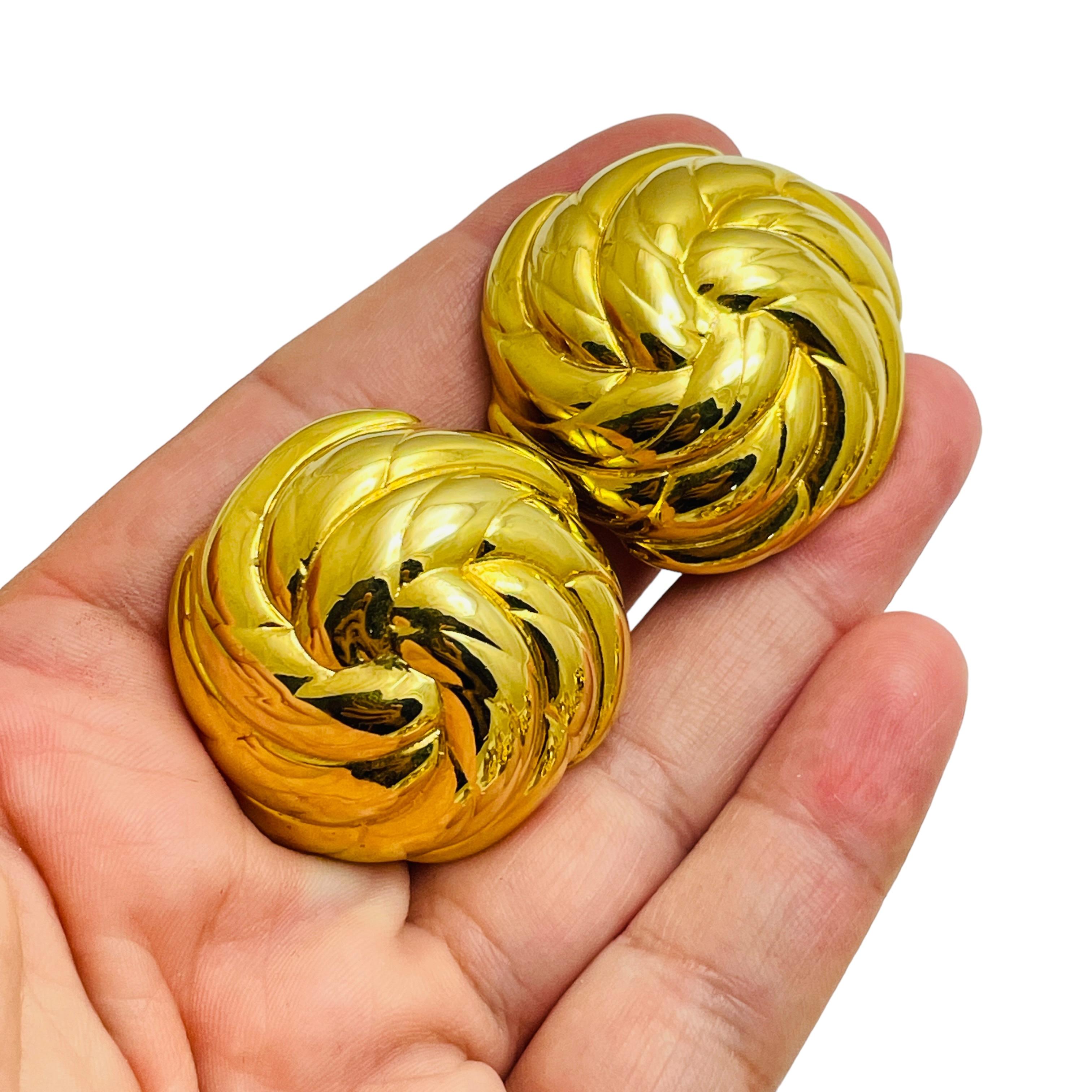 De las mujeres Pendientes de clip de diseñador de pasarela vintage de oro macizo en venta