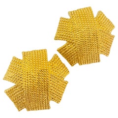 Gold massive Designer Laufsteg-Ohrclips aus Gold
