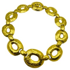 Vintage gold massive textured designer runway necklace