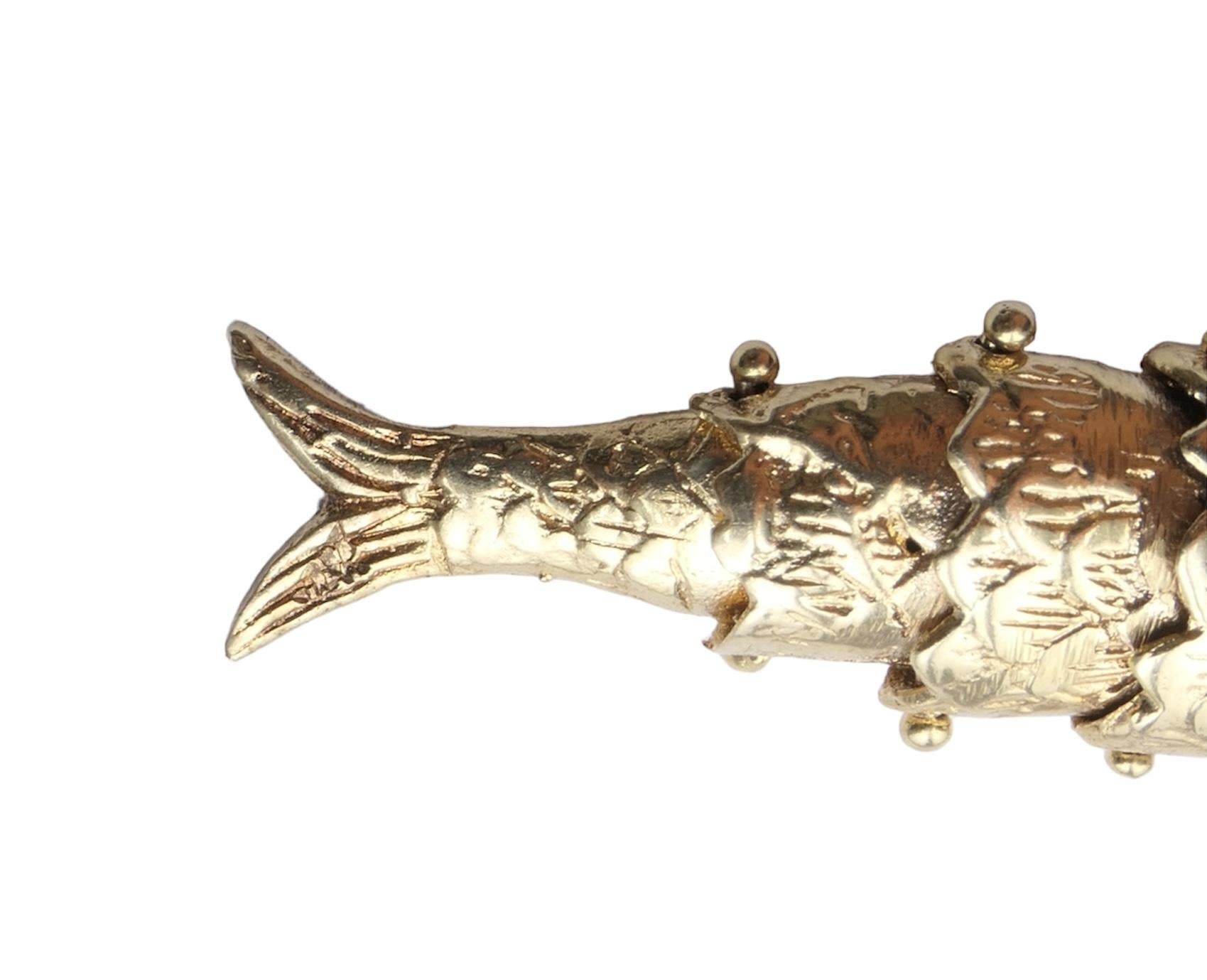 Collana con ciondolo a forma di pesce meccanico in oro vintage 5