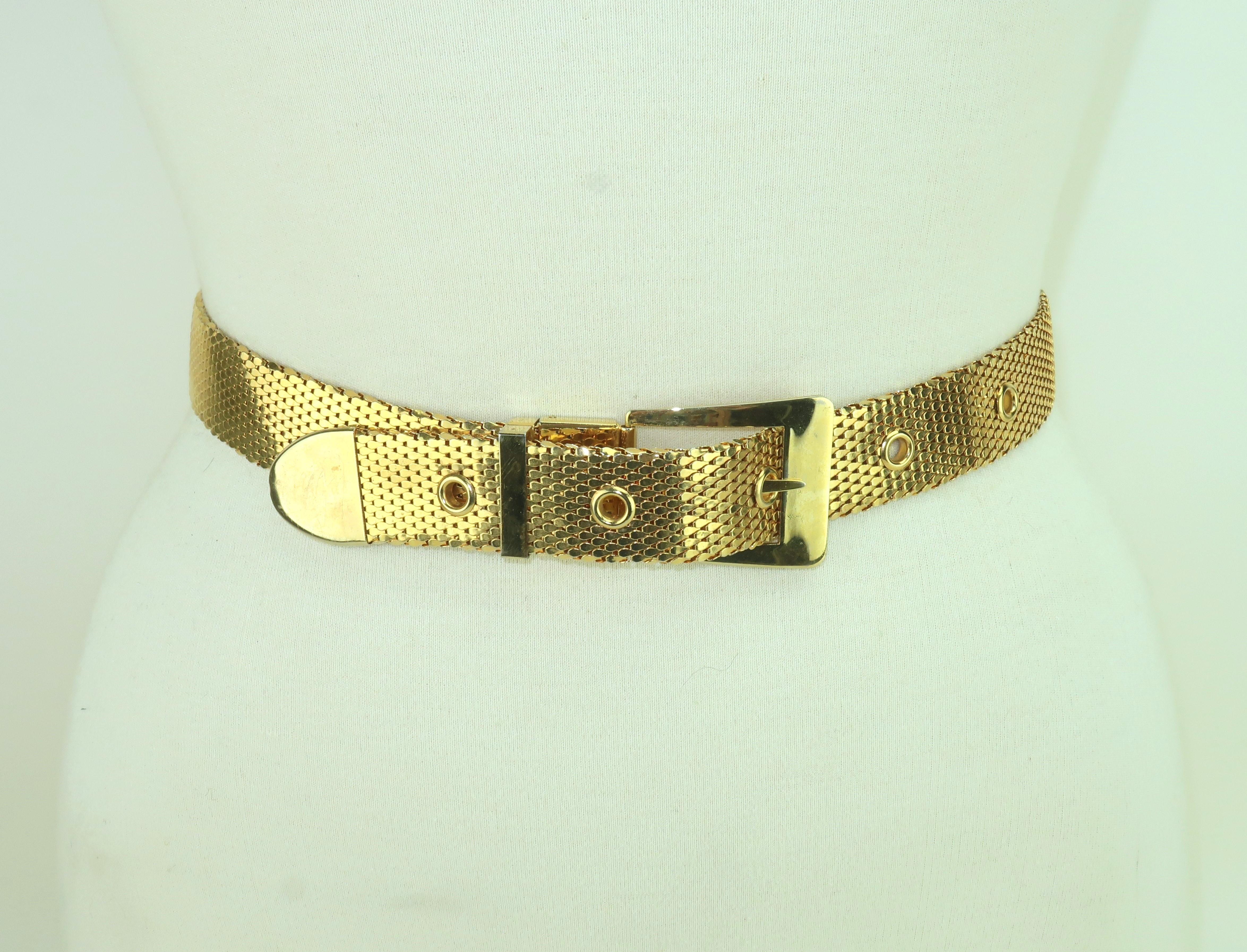 Brown Vintage Gold Mesh Belt In The Manner Of Whiting & Davis