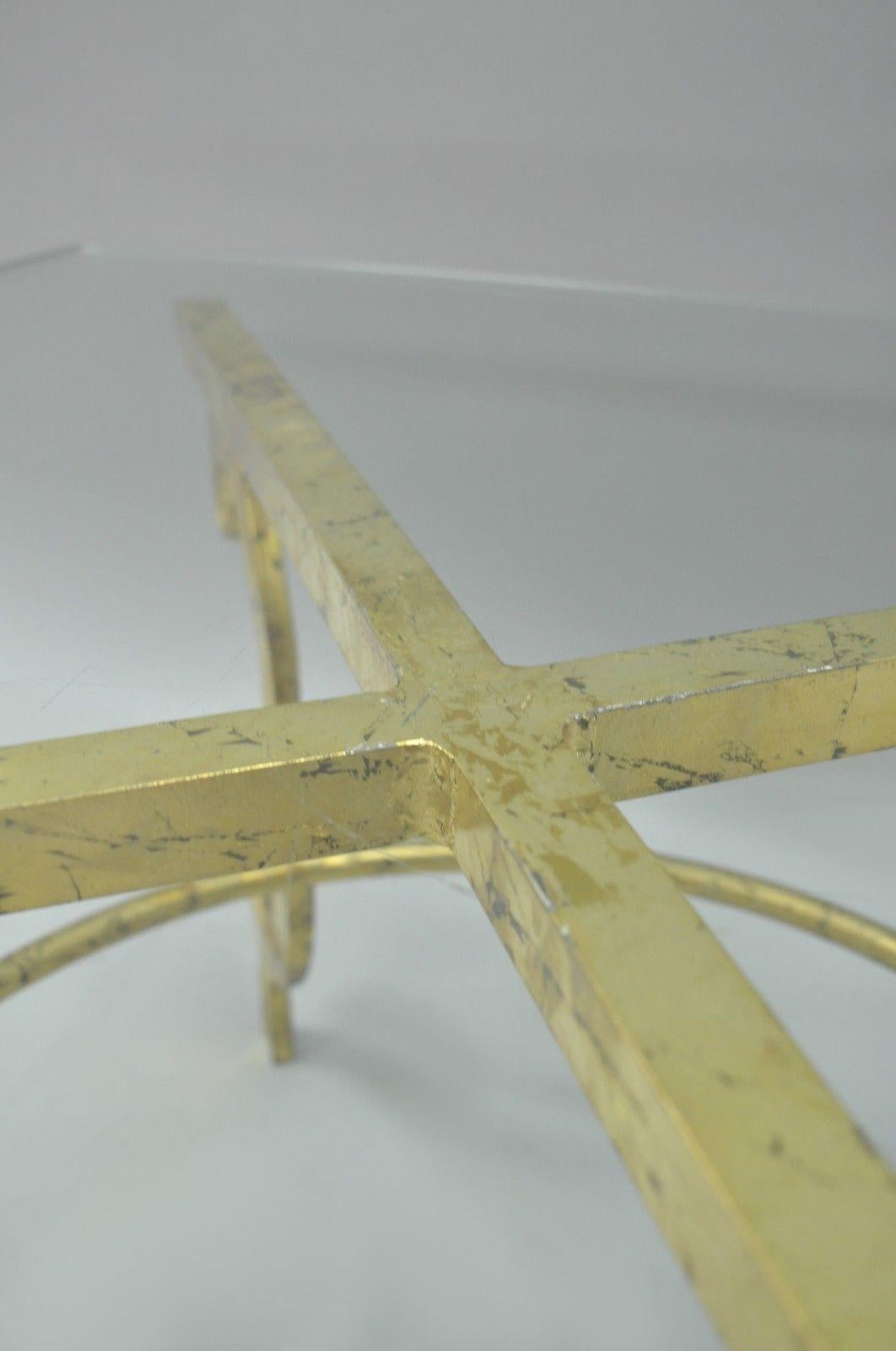 gold metal and glass coffee table