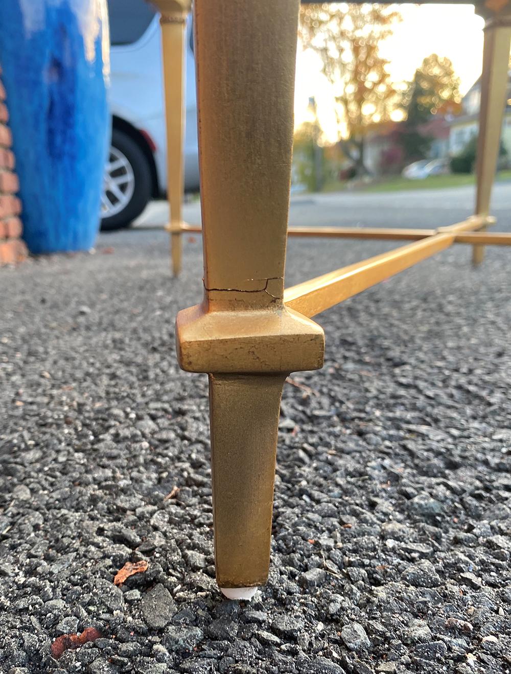 Vintage Gold Metal Coffee Table In Good Condition For Sale In Livingston, NJ