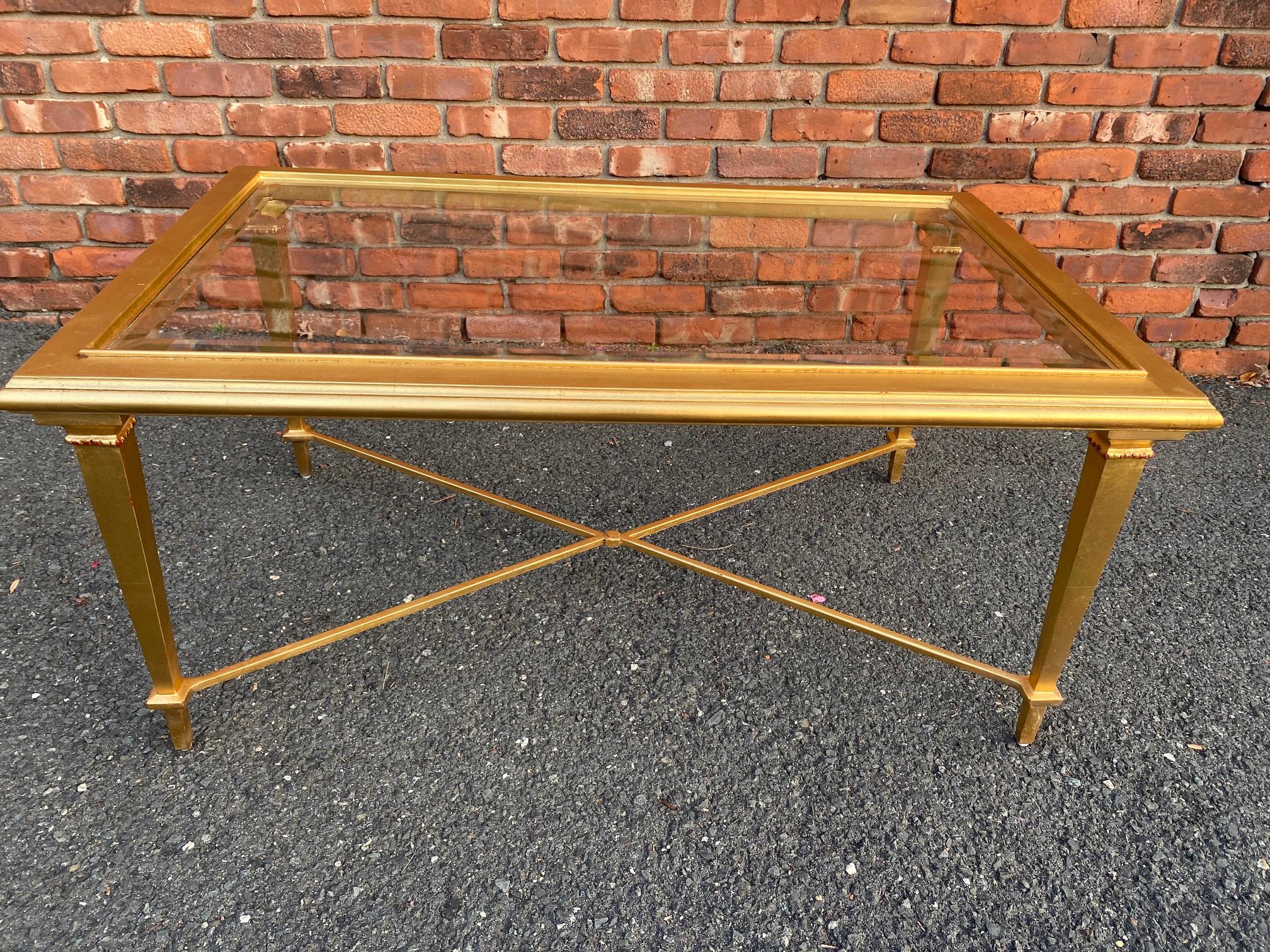 Vintage Gold Metal Coffee Table For Sale 4