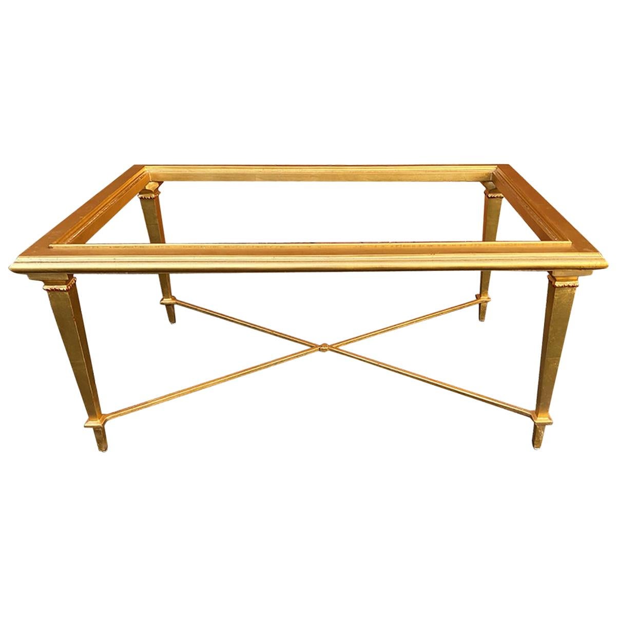 Vintage Gold Metal Coffee Table For Sale