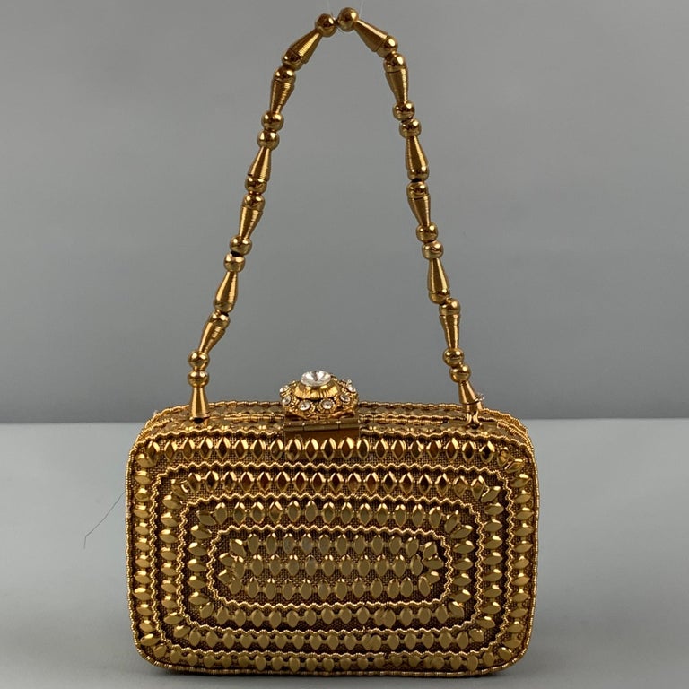VINTAGE Gold Metallic Rhinestone Mini Bag For Sale at 1stDibs