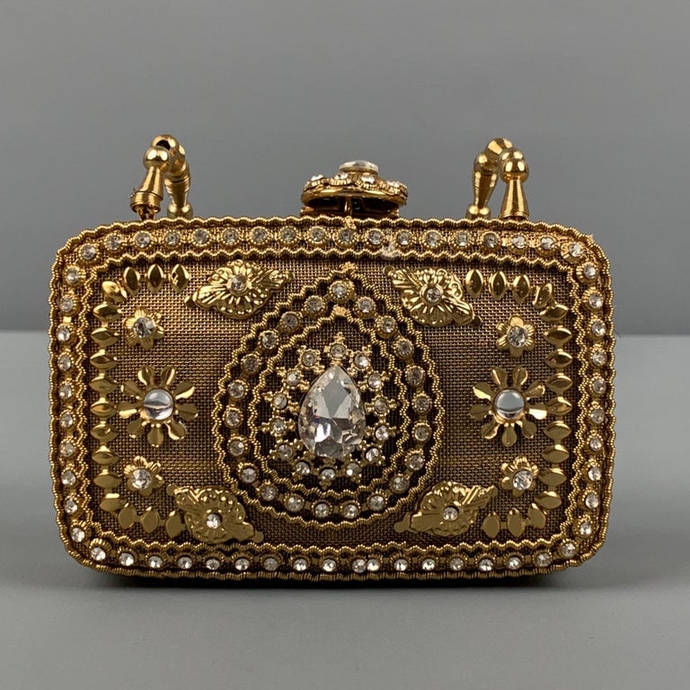 VINTAGE Gold Metallic Rhinestone Mini Bag For Sale at 1stDibs
