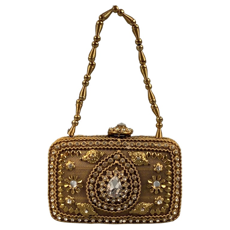 VINTAGE Gold Metallic Rhinestone Mini Bag For Sale at 1stDibs