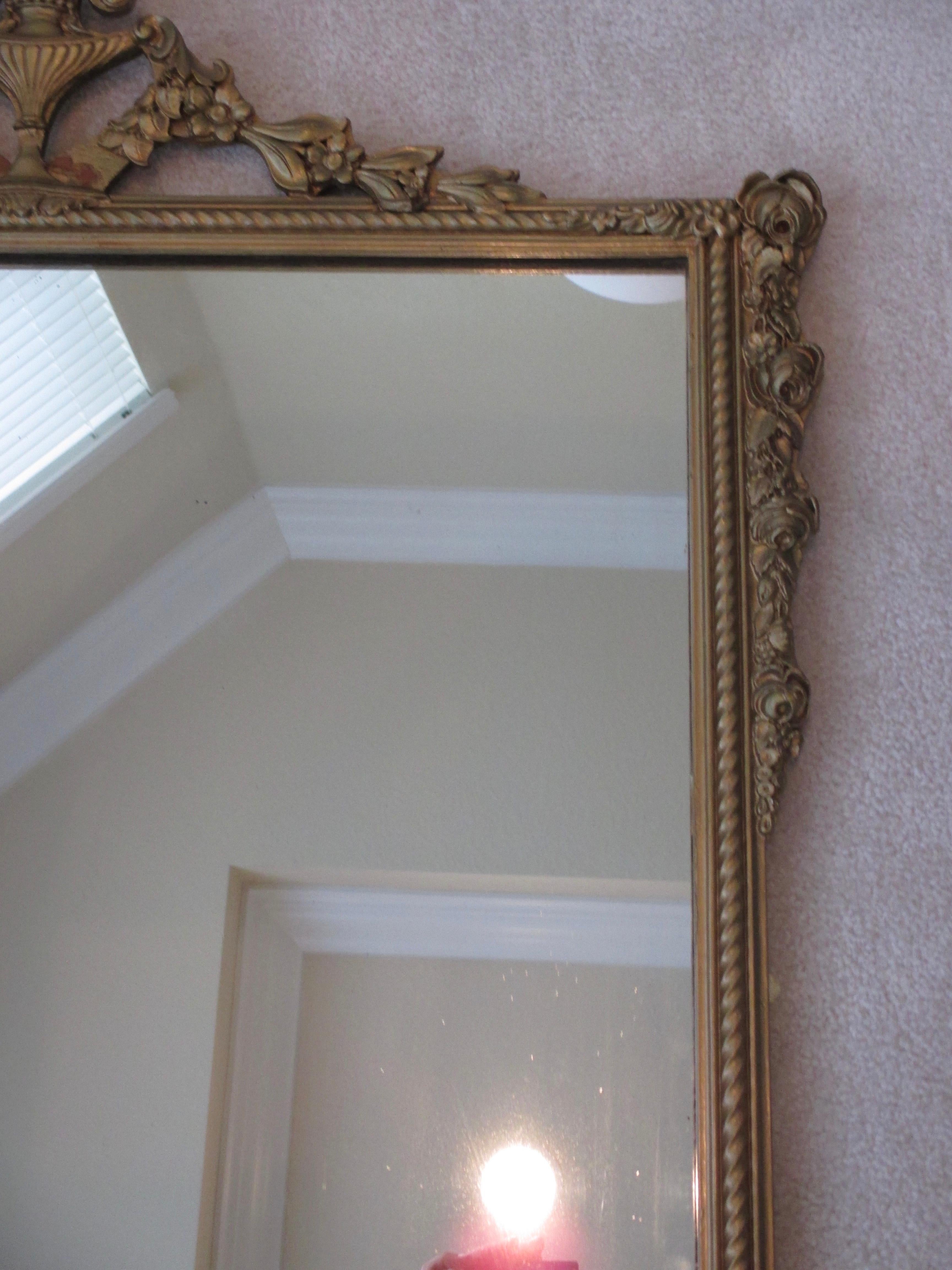 Vintage Gold Mirror with Floral Detail In Good Condition For Sale In Naples, FL