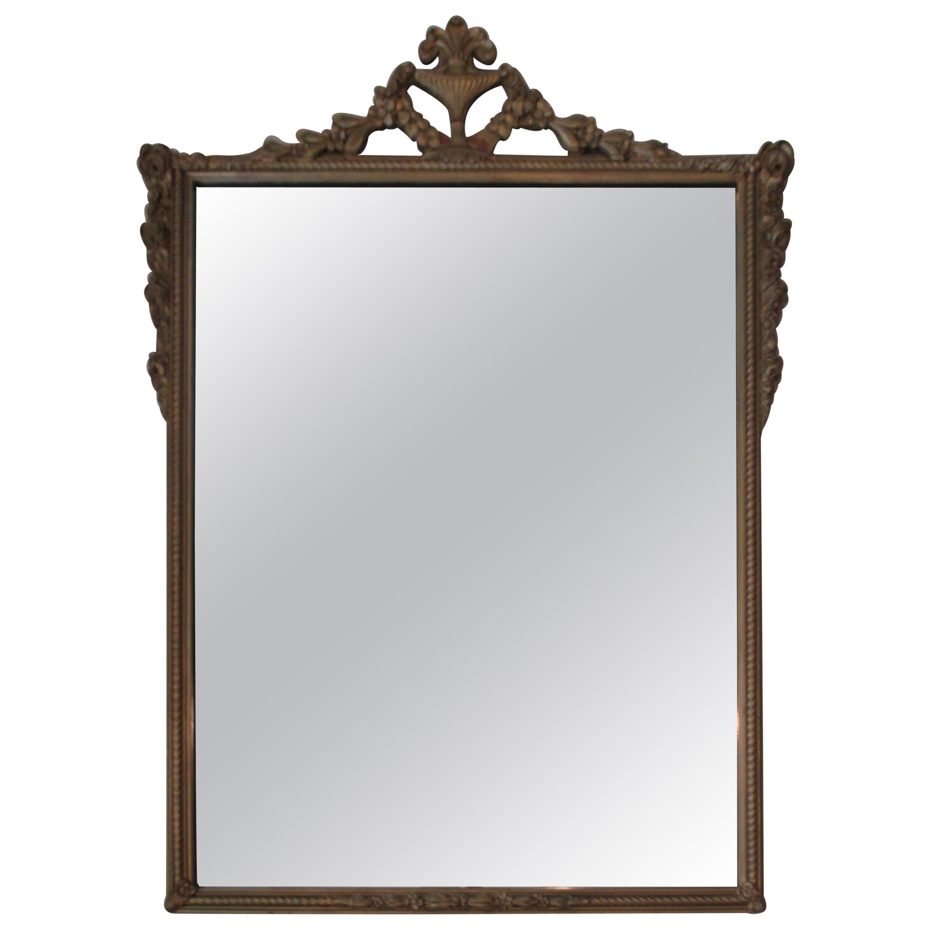 Vintage Gold Mirror with Floral Detail For Sale