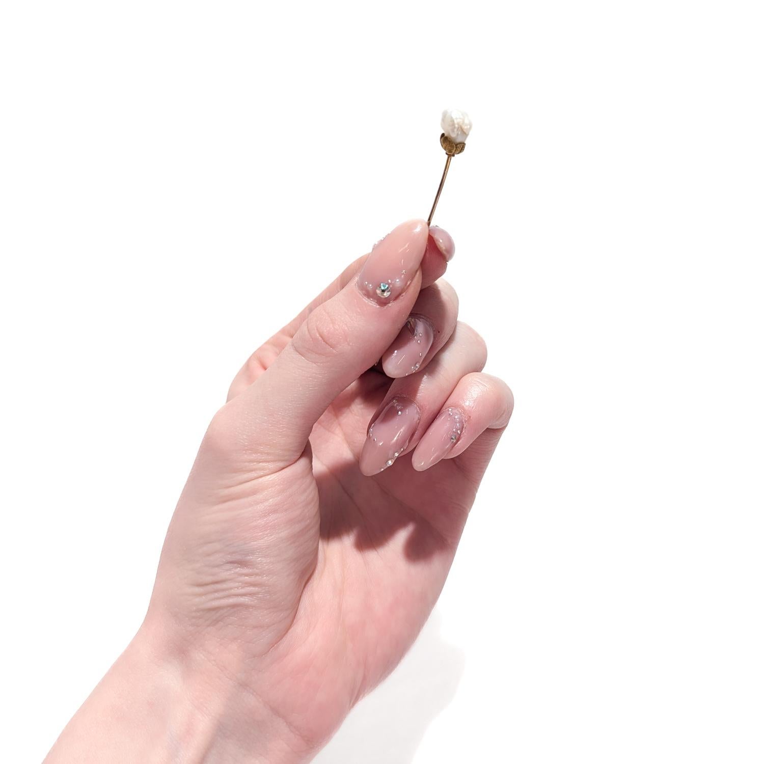 Uncut Vintage Gold & Mississippi River Fresh Water Pearl Stickpin For Sale