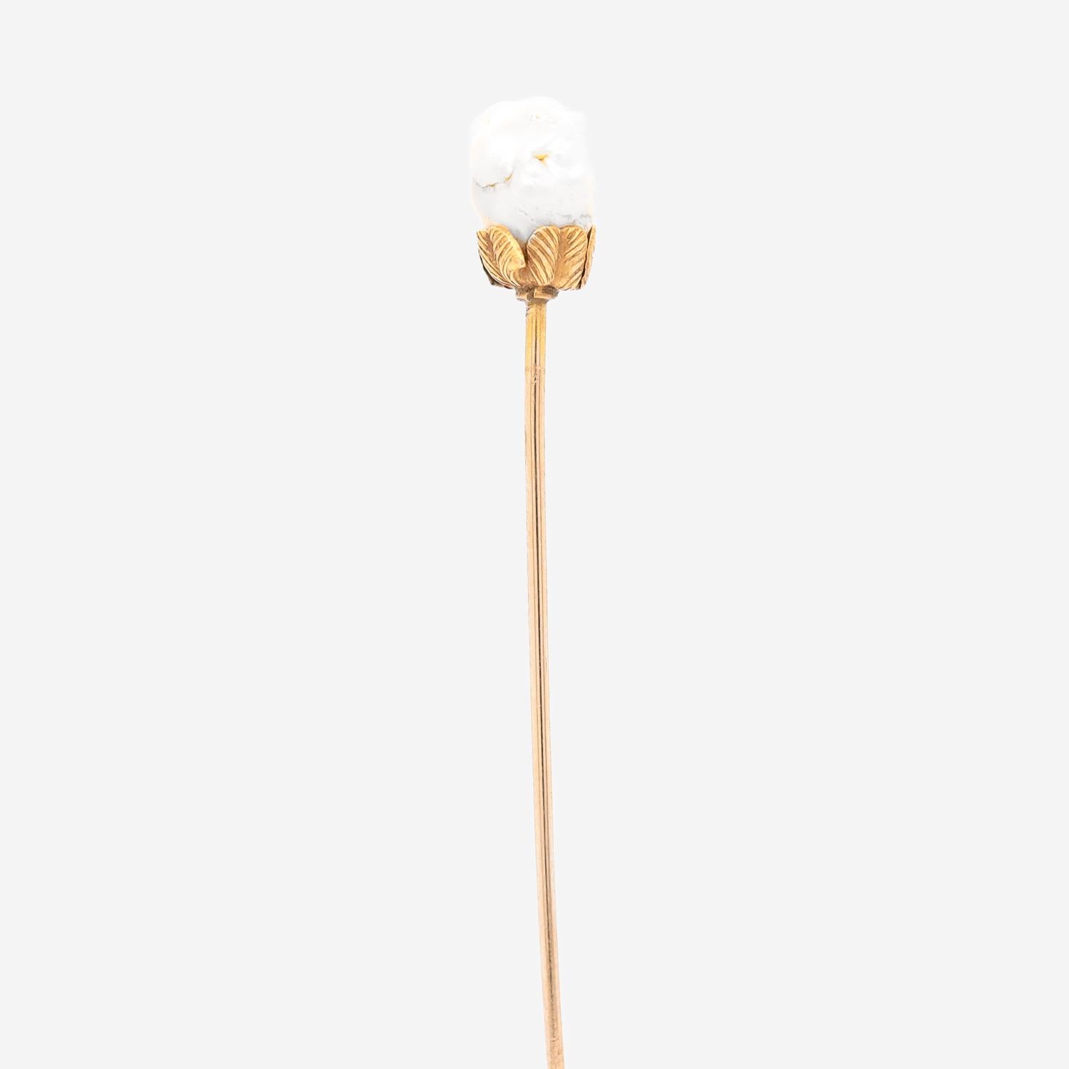 Vintage Gold & Mississippi River Fresh Water Pearl Stickpin In Good Condition For Sale In Philadelphia, PA