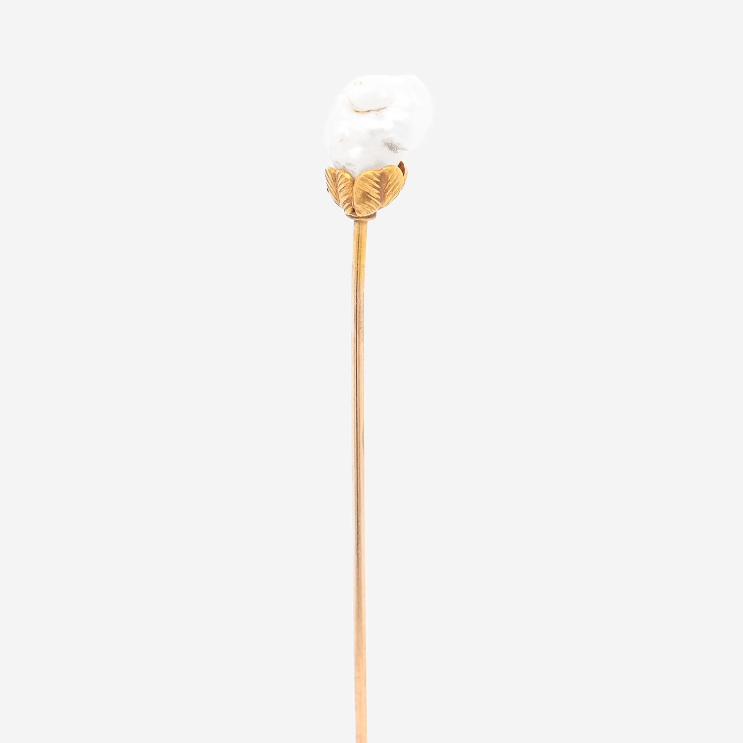 Women's or Men's Vintage Gold & Mississippi River Fresh Water Pearl Stickpin For Sale