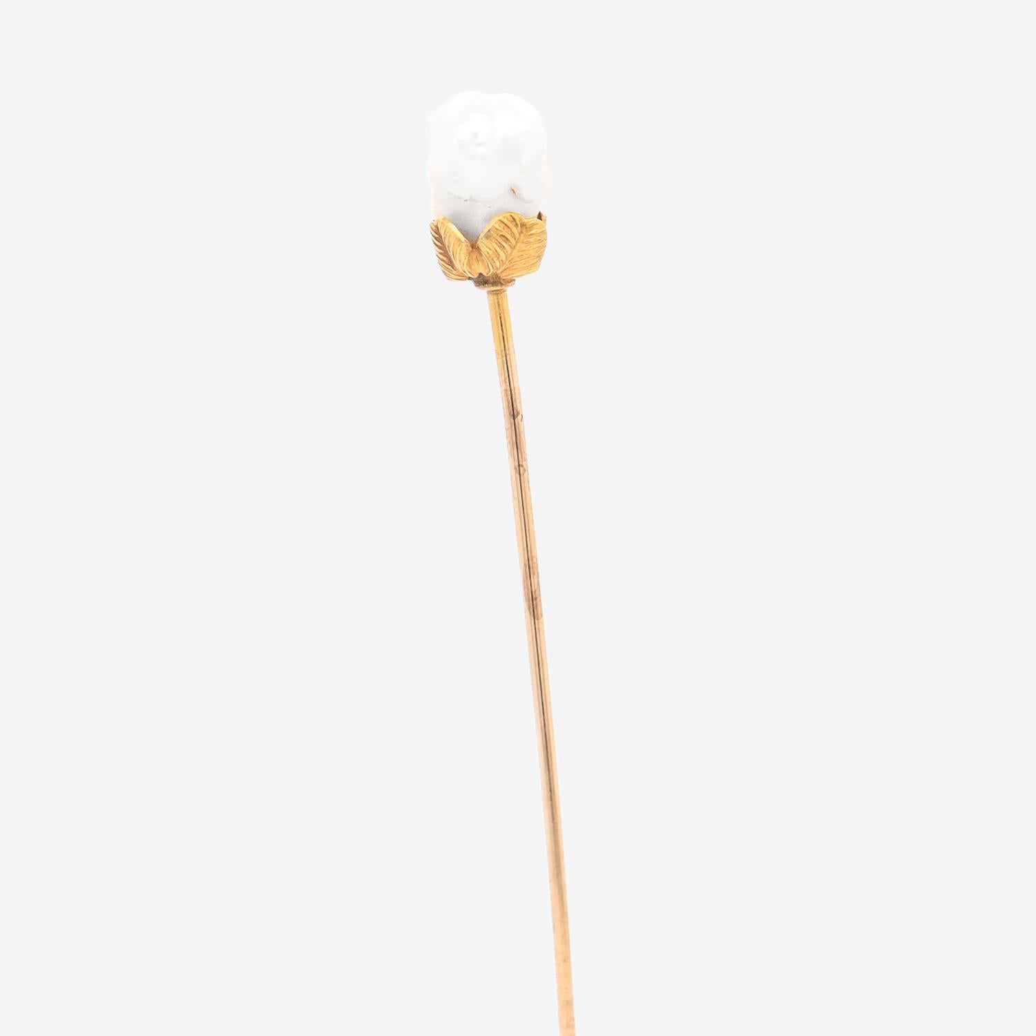 Vintage Gold & Mississippi River Fresh Water Pearl Stickpin For Sale 1