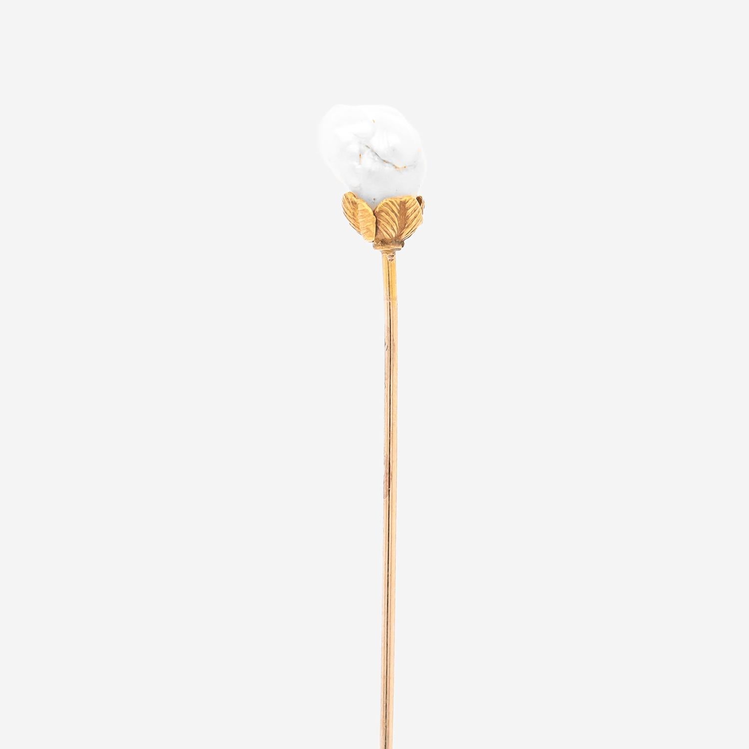 Vintage Gold & Mississippi River Fresh Water Pearl Stickpin For Sale 2