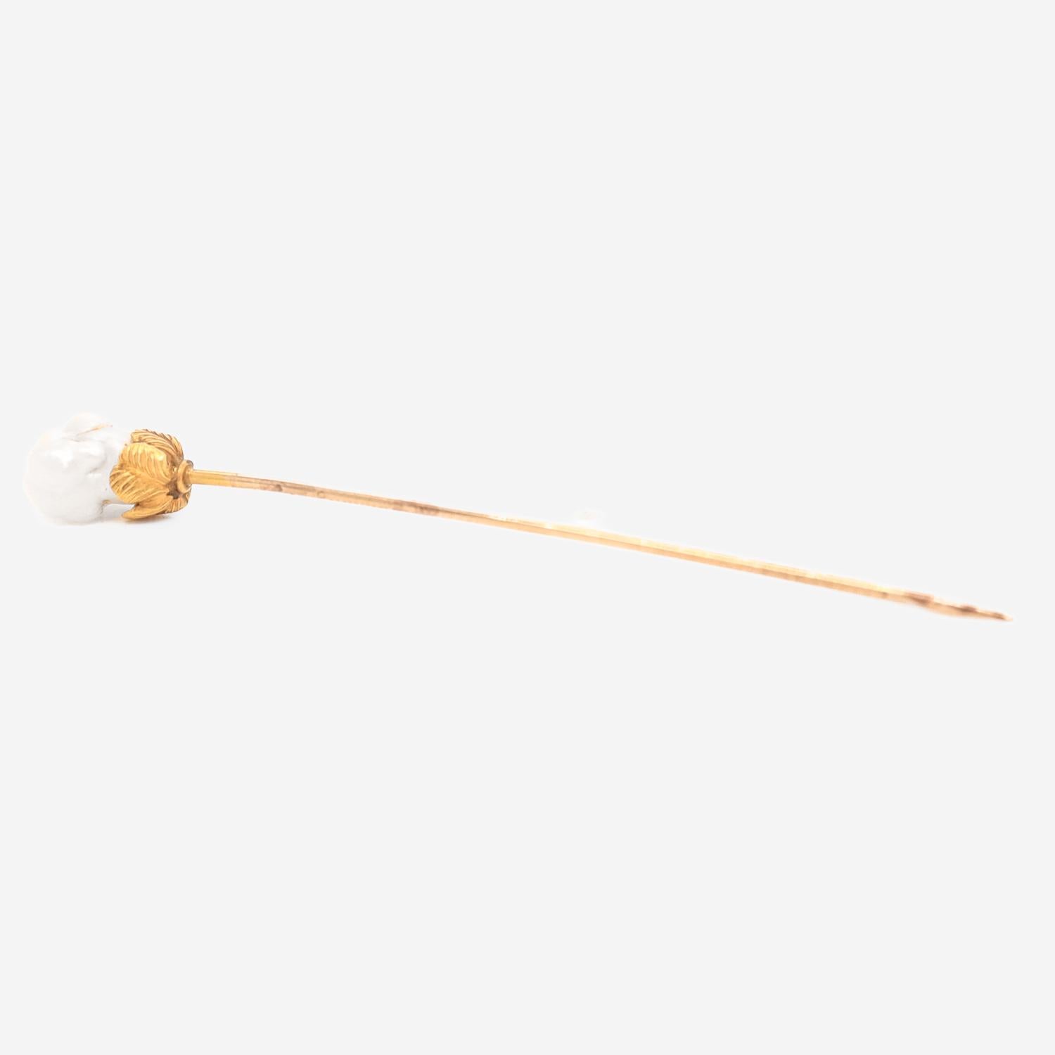 Vintage Gold & Mississippi River Fresh Water Pearl Stickpin For Sale 3