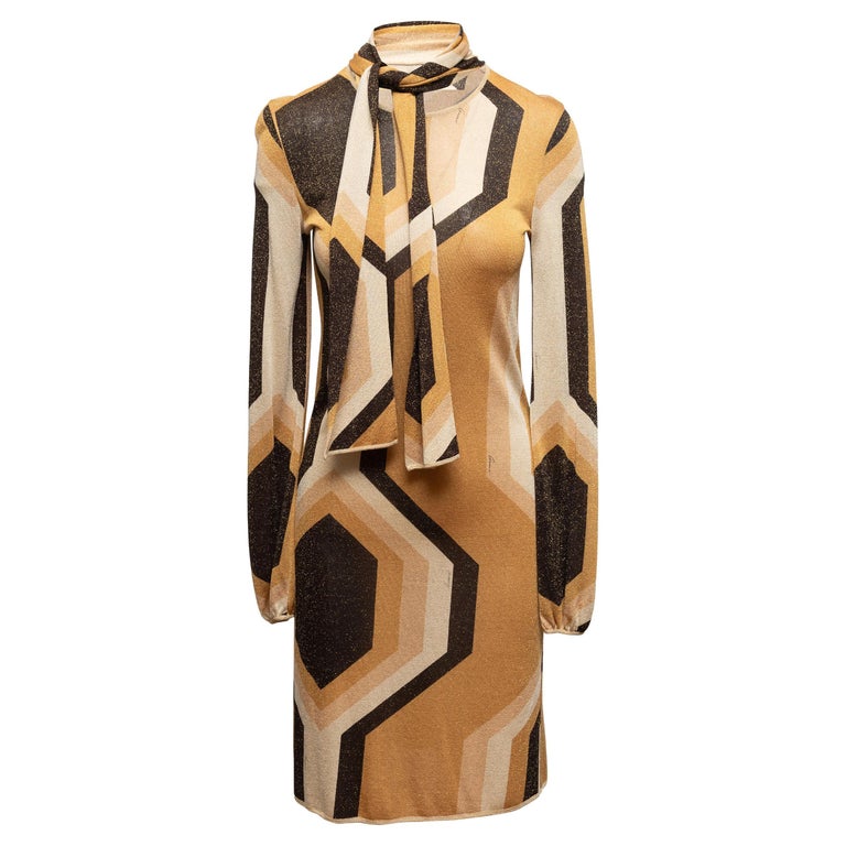 gucci winter dress Vintage Gold & Multicolor Gucci Fall/Winter 2000 Kaleidoscope Dress