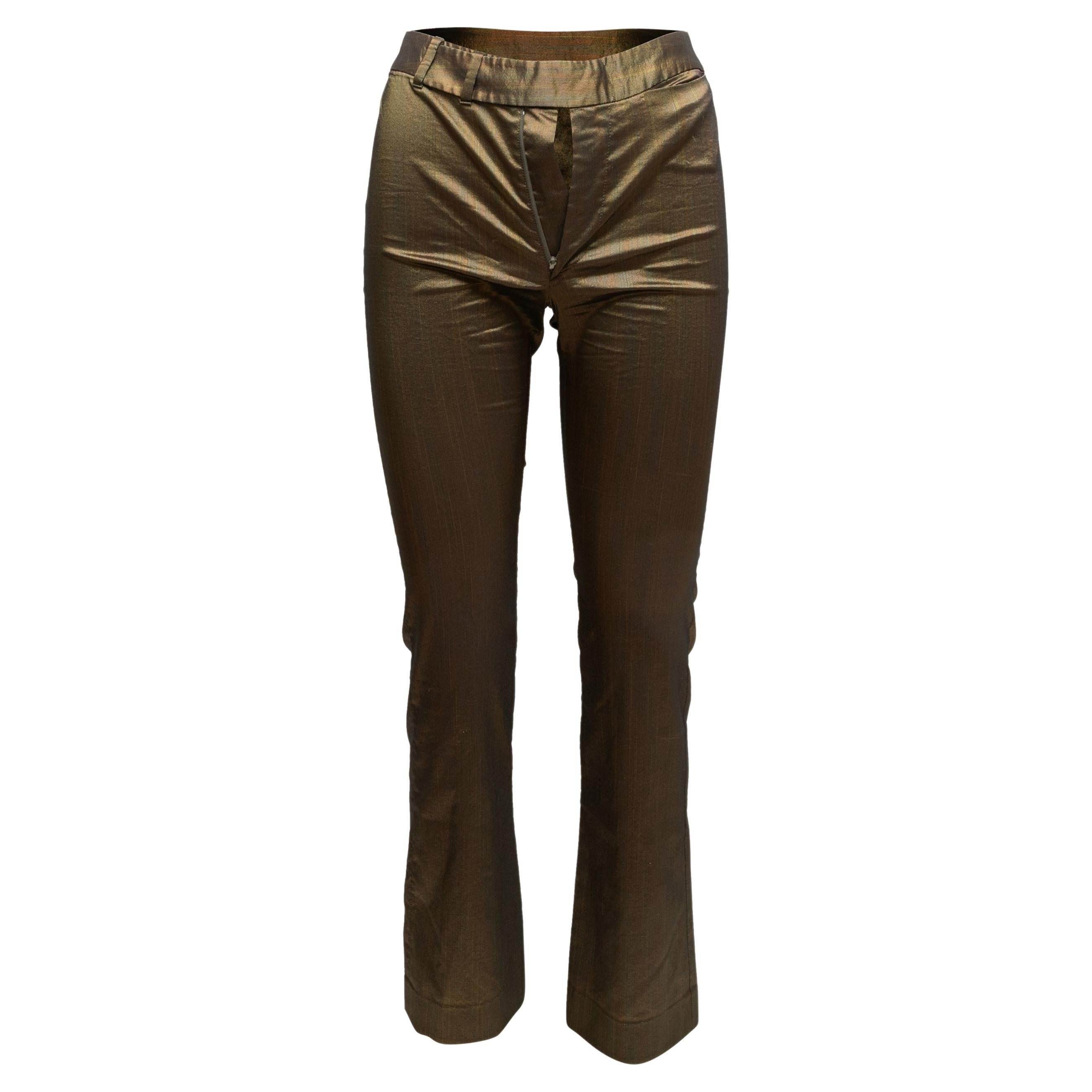 Pantalon rayé Romeo Gigli vintage or et multicolore taille EU 36 en vente