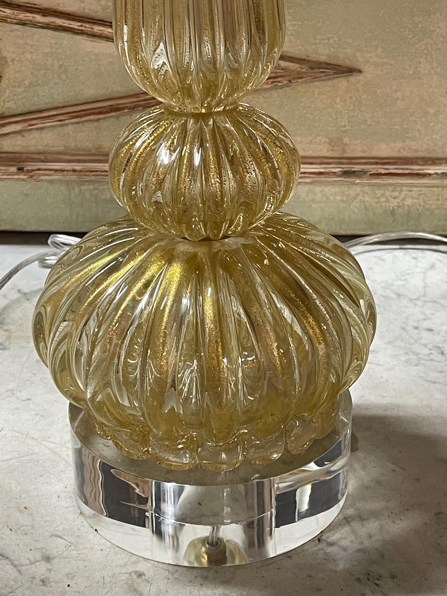 Italian Vintage Gold Murano Glass Lamp